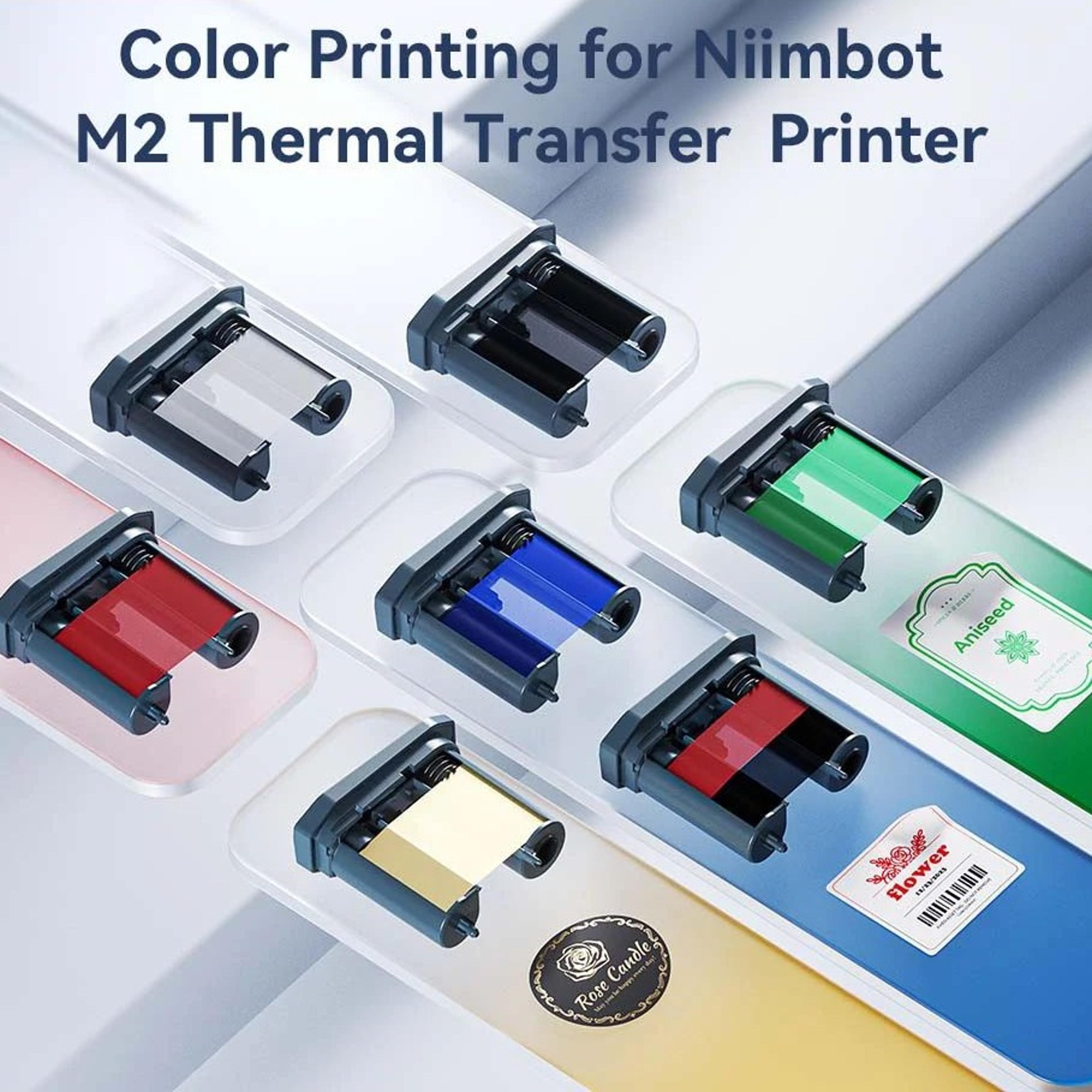 thermal transfer label paper and ribbon for m2 printer - waterproof long-lasting stickers