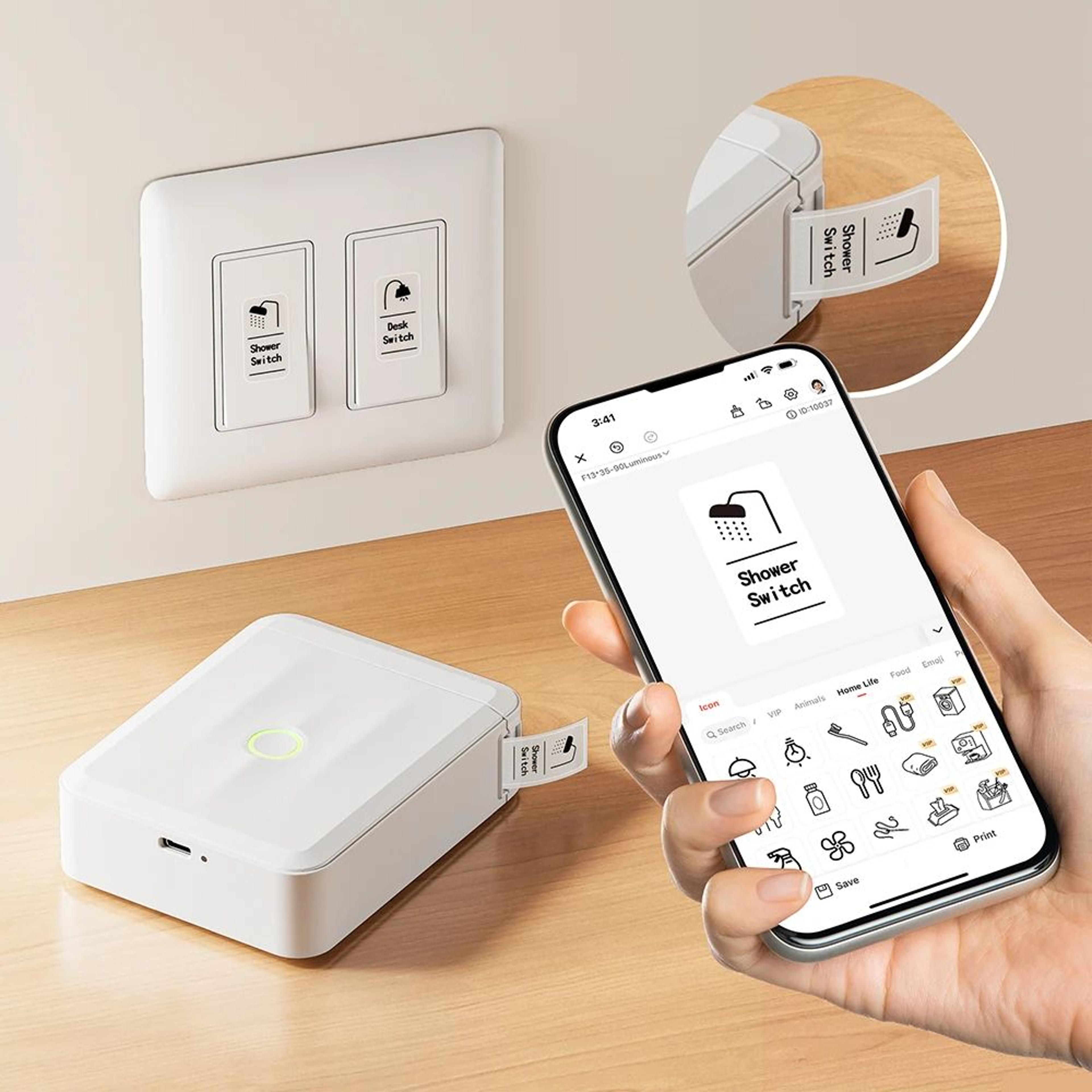 mini portable wireless thermal label printer with bluetooth and inkless sticker printing