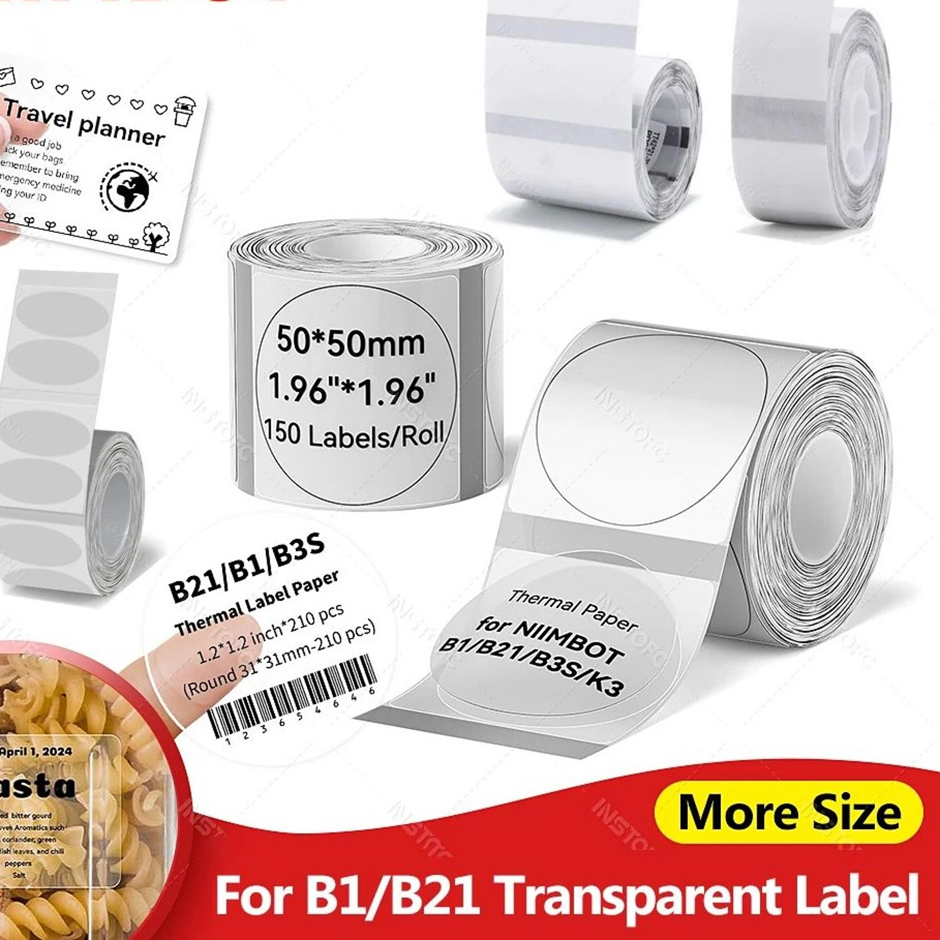 transparent self-adhesive thermal label stickers for b1 b21 label printers