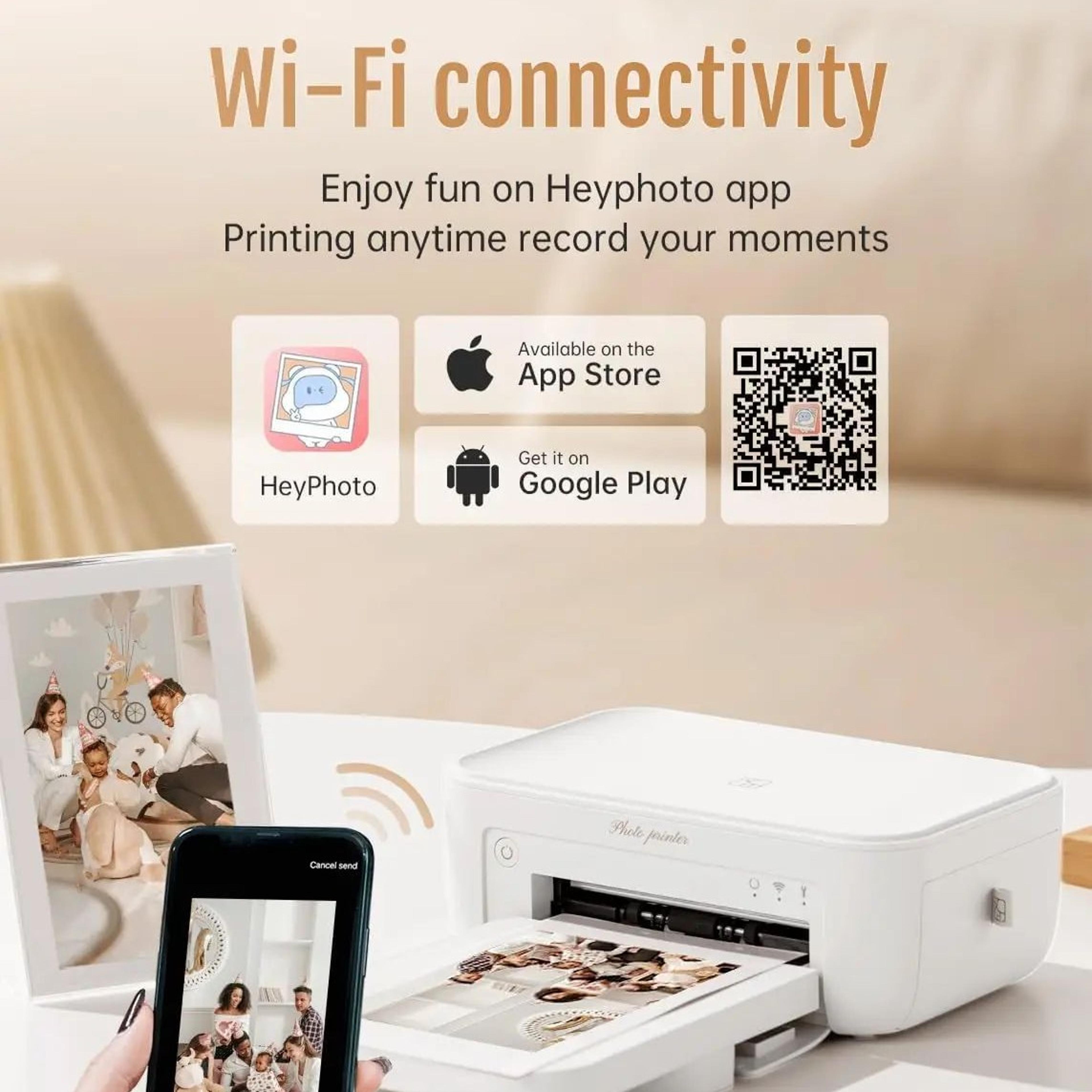 portable 4x6 inch 300 dpi wifi wireless color photo printer