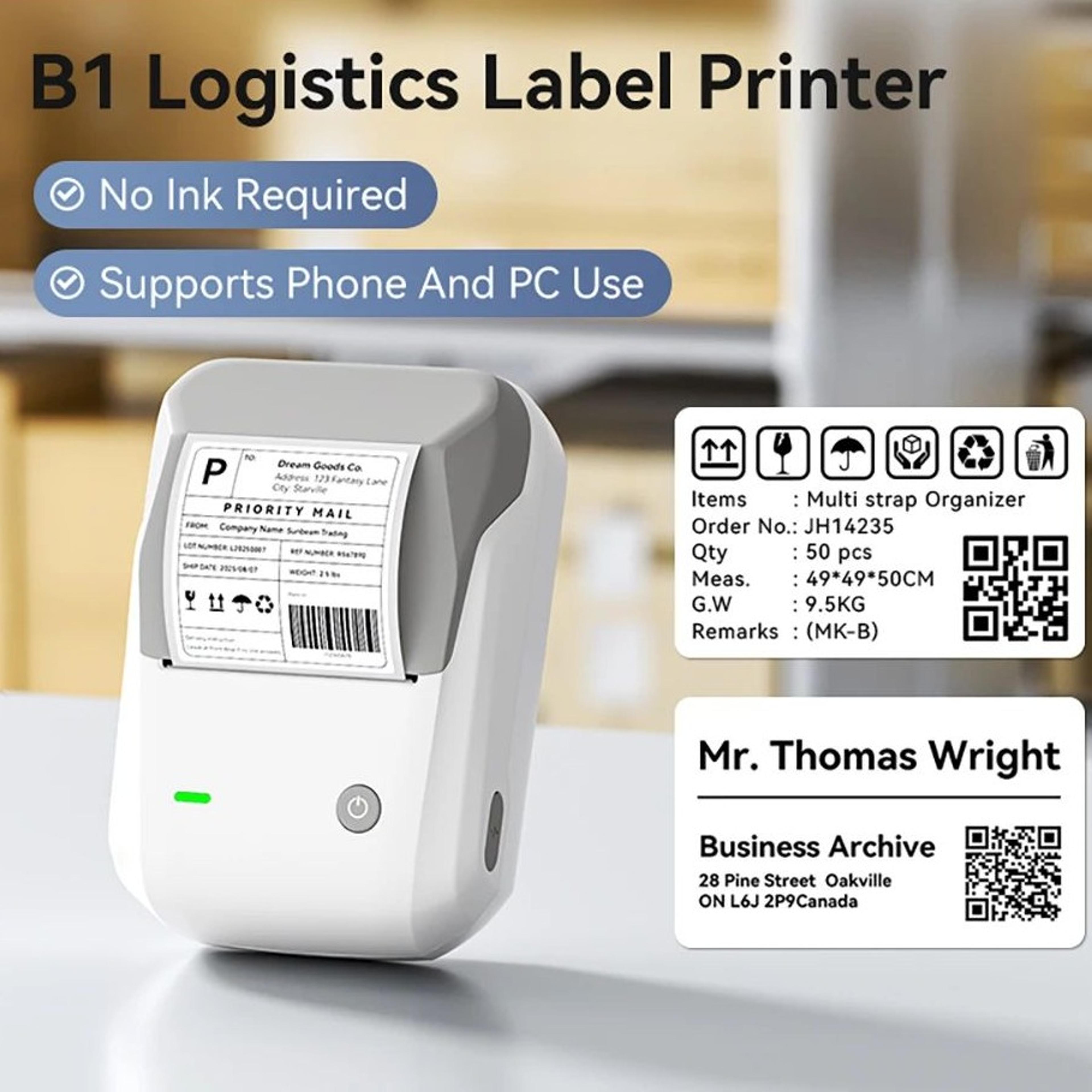 wireless bluetooth thermal label printer 20-50mm inkless barcode and price tag maker