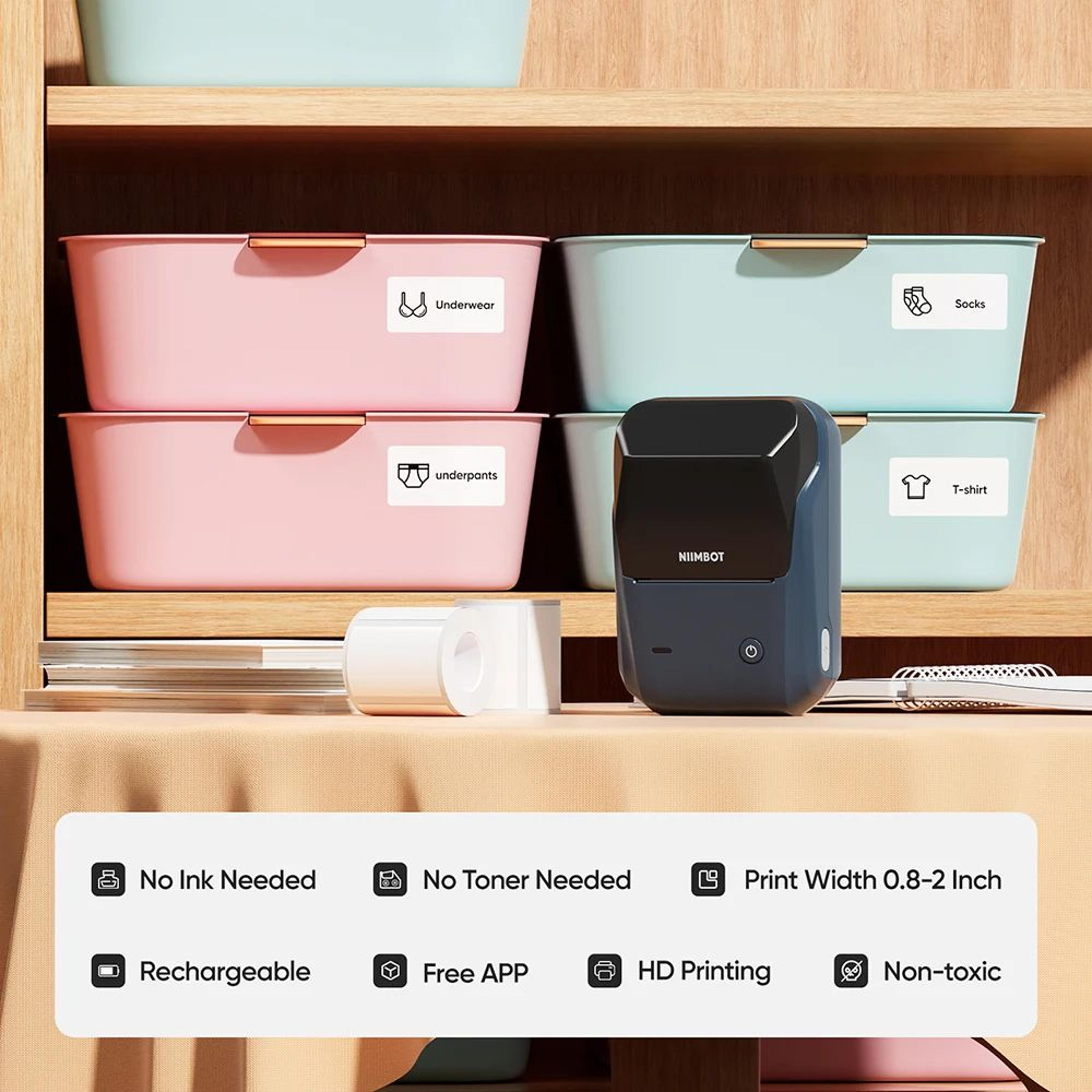 portable wireless thermal label maker for home and office organization