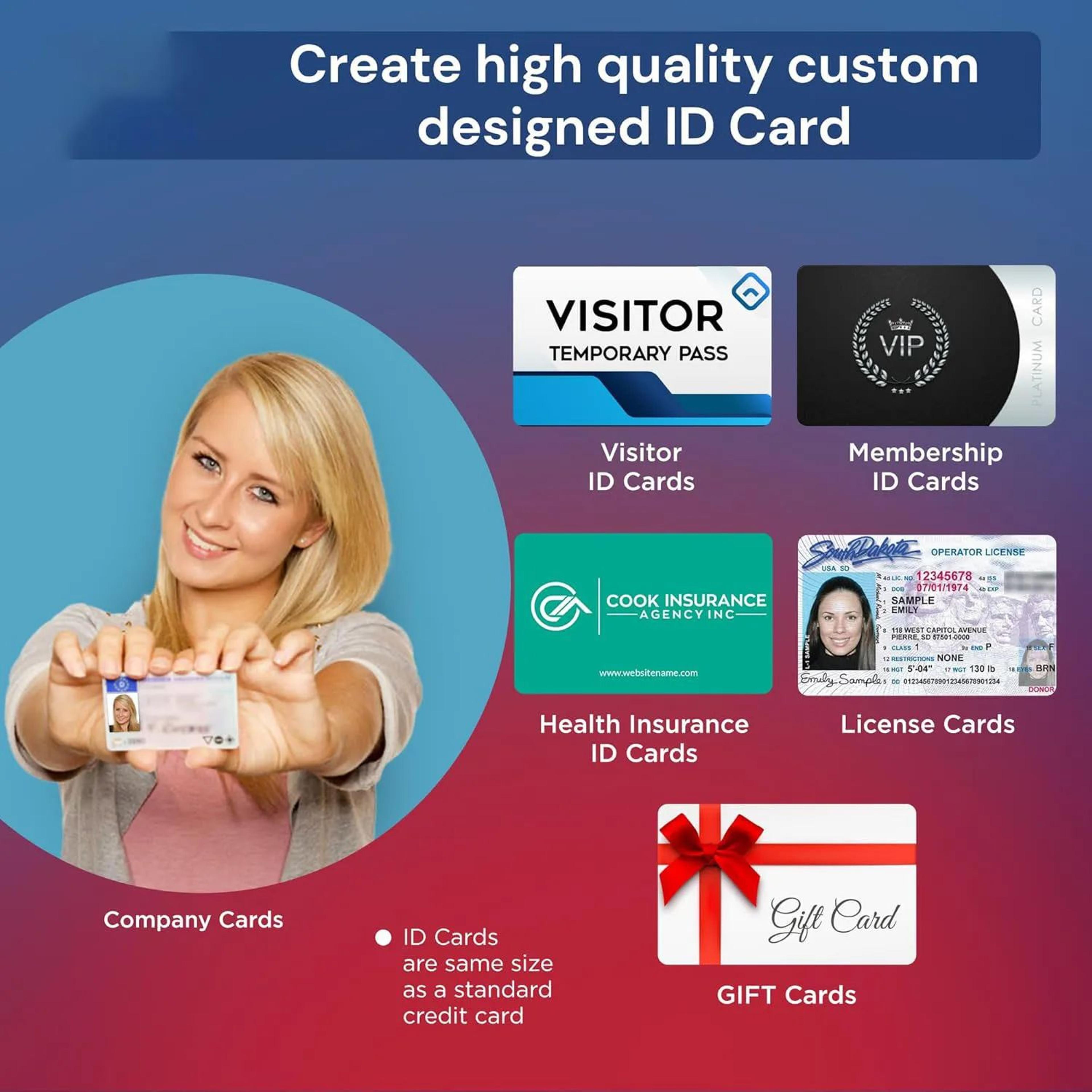 dual-sided pvc id card printer for employee badges, rfid and smart cards