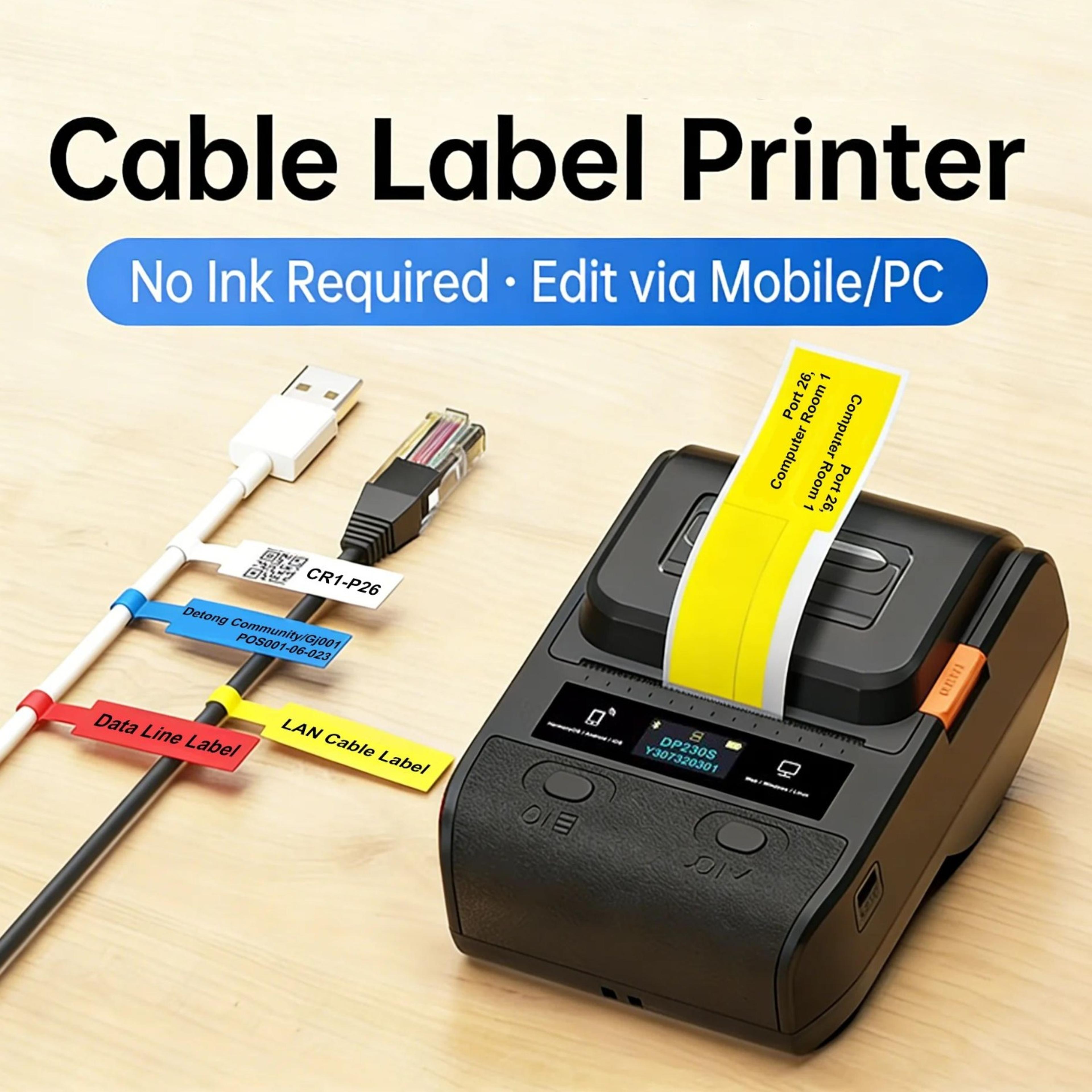 portable 64mm bluetooth thermal cable label printer for barcode and qr code printing