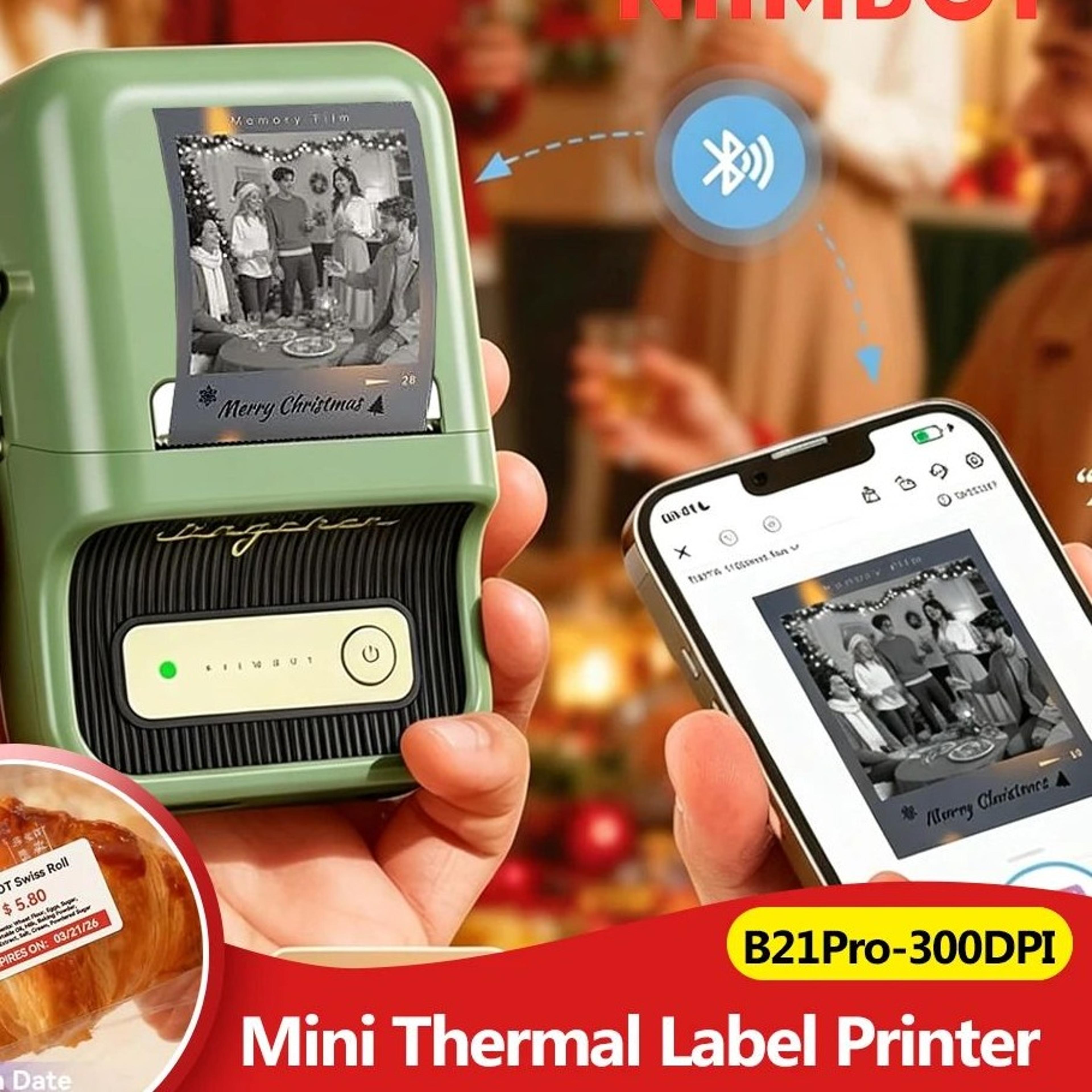 wireless 300 dpi thermal label printer with red and black dual color printing