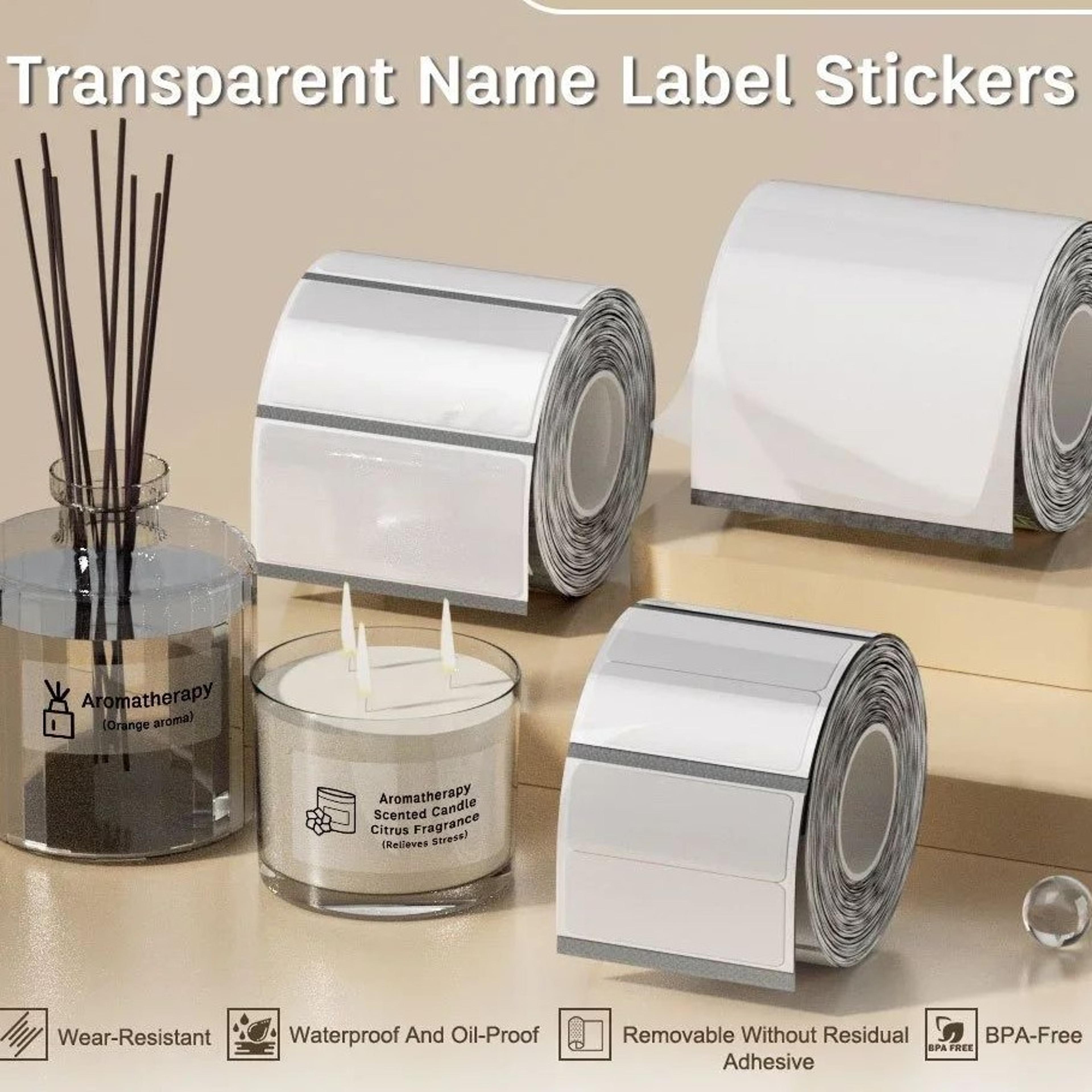 transparent waterproof thermal label stickers round and square for b21 b1 b3s printers