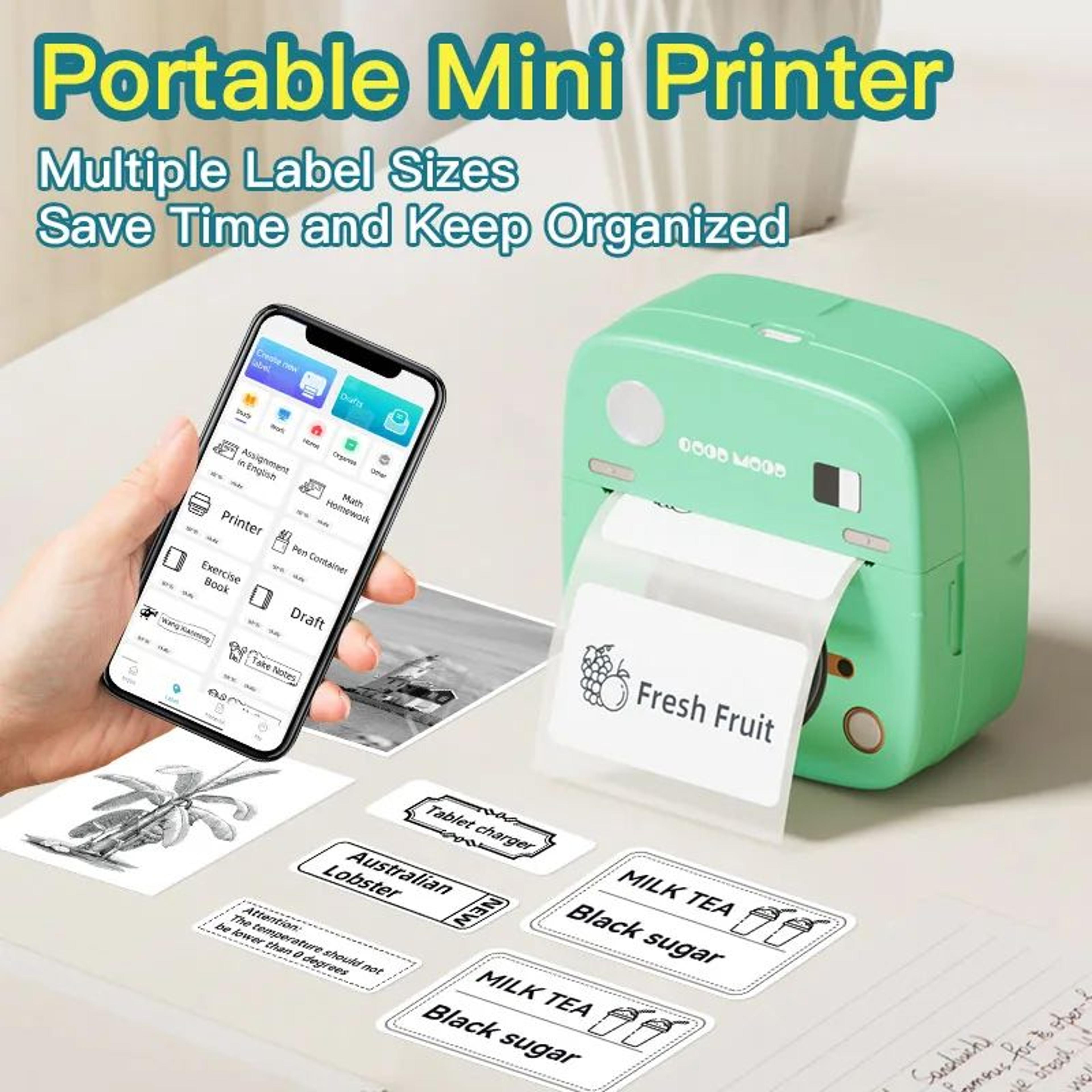 c1 mini bluetooth photo sticker and kitchen label printer with 1200mah rechargeable battery