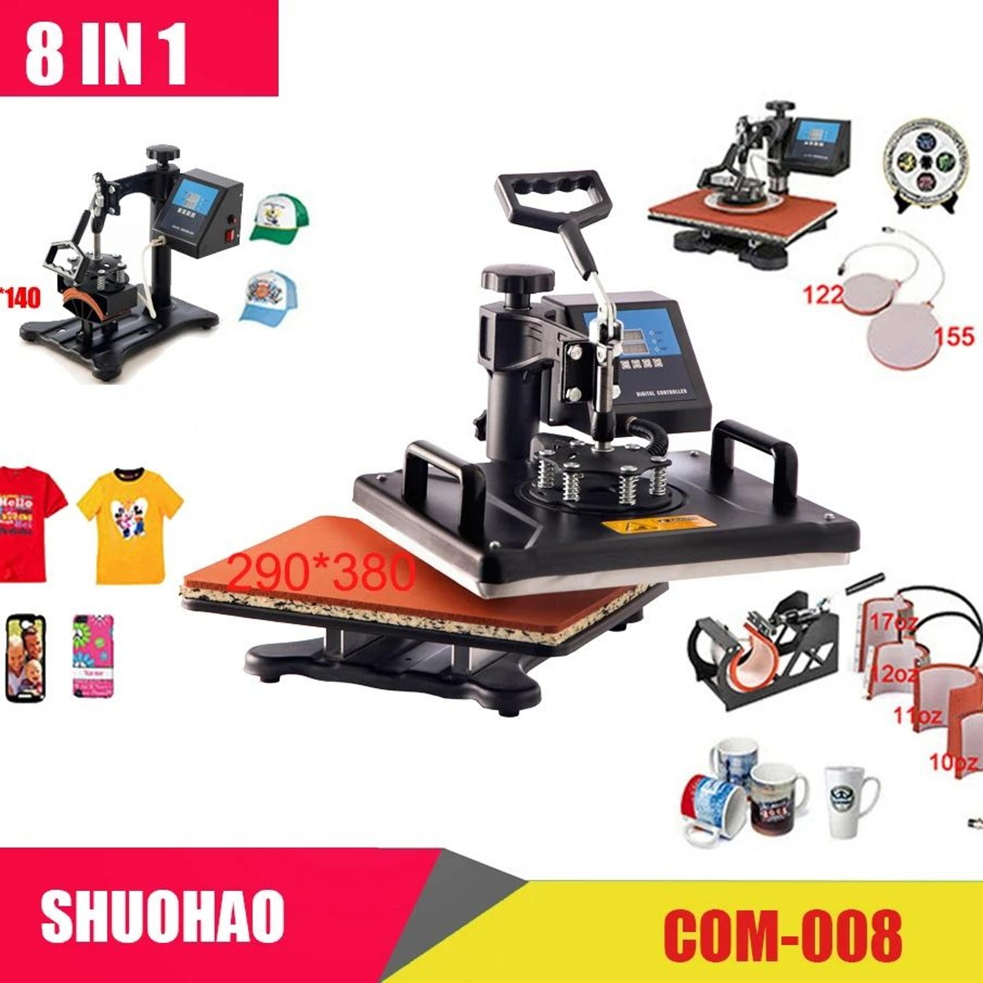 8-in-1 combo heat press machine 12 x 15 inch sublimation heat transfer printer for t-shirts, mugs and caps