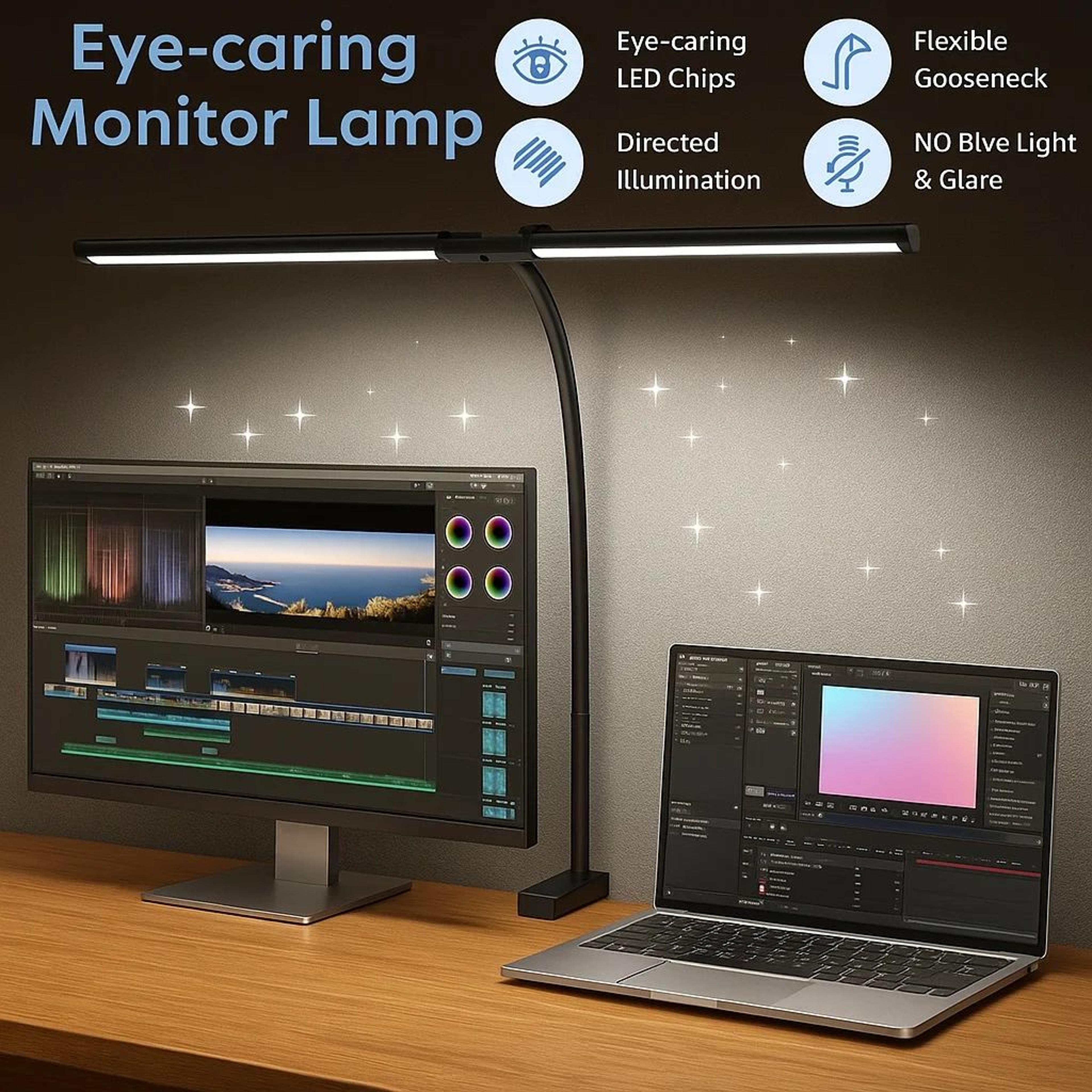 adjustable led clip desk lamp with single or double head dimmable reading light