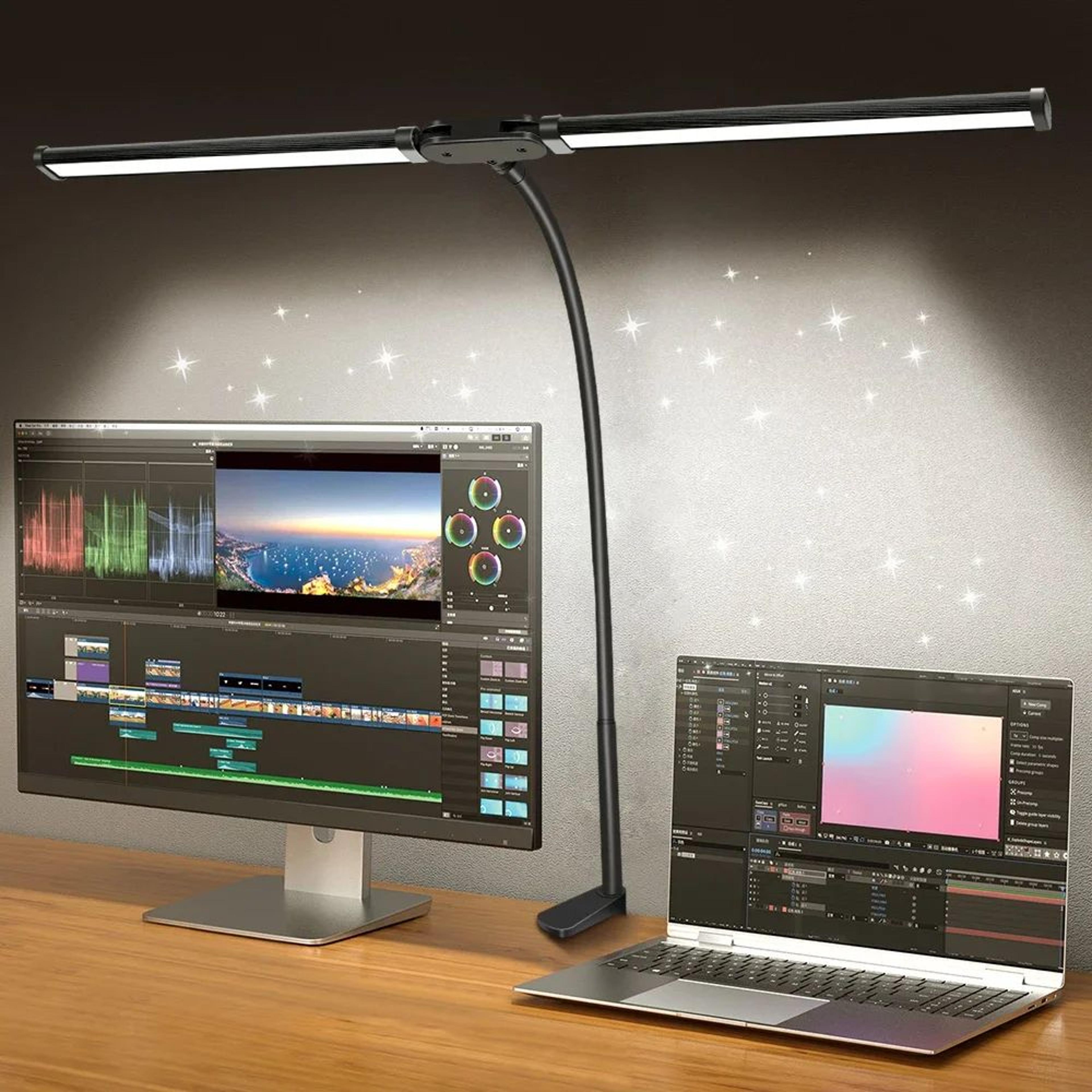 usb dimmable led desk lamp with single or double head and 3 color lighting modes