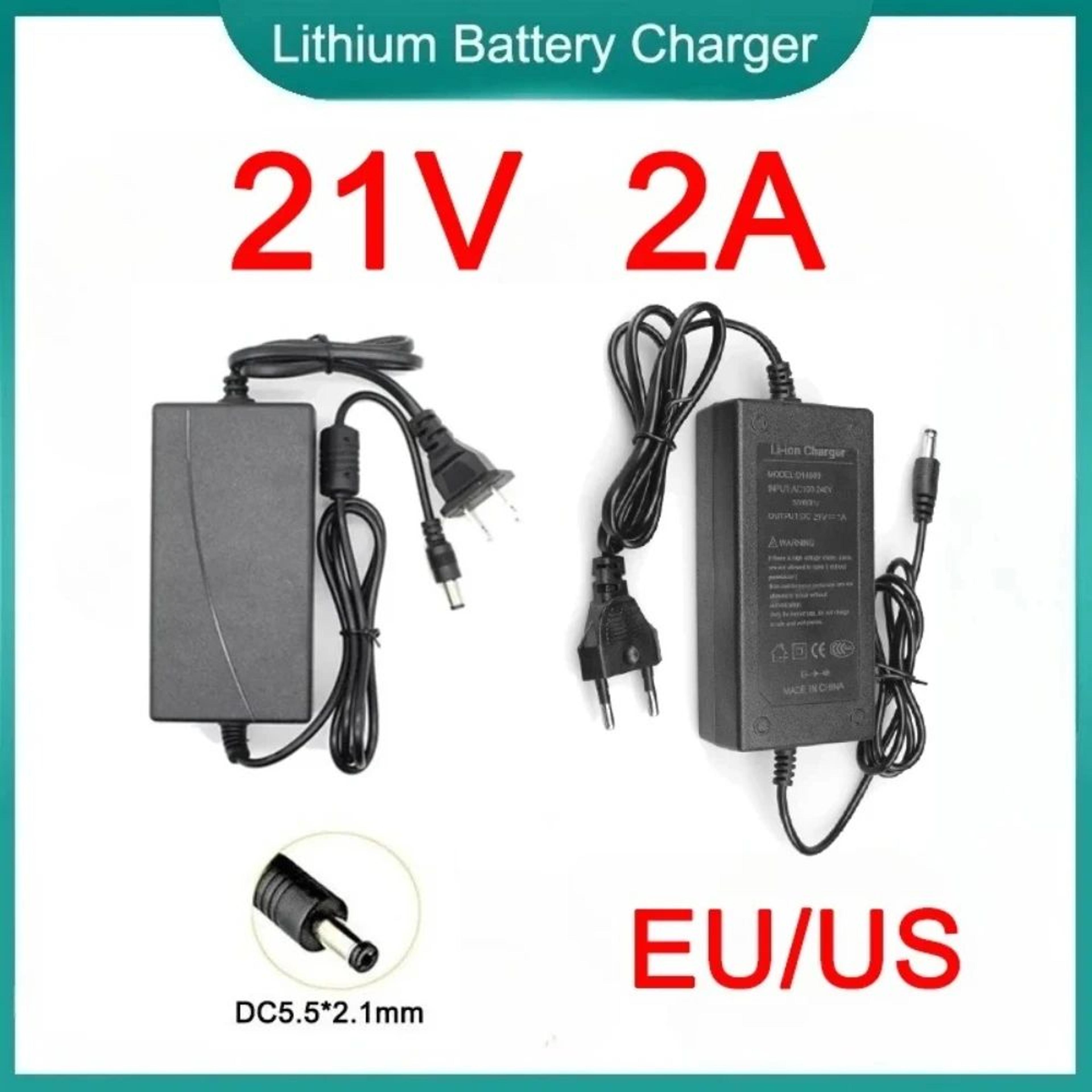 21v 2a universal lithium battery charger dc power adapter with eu or us plug