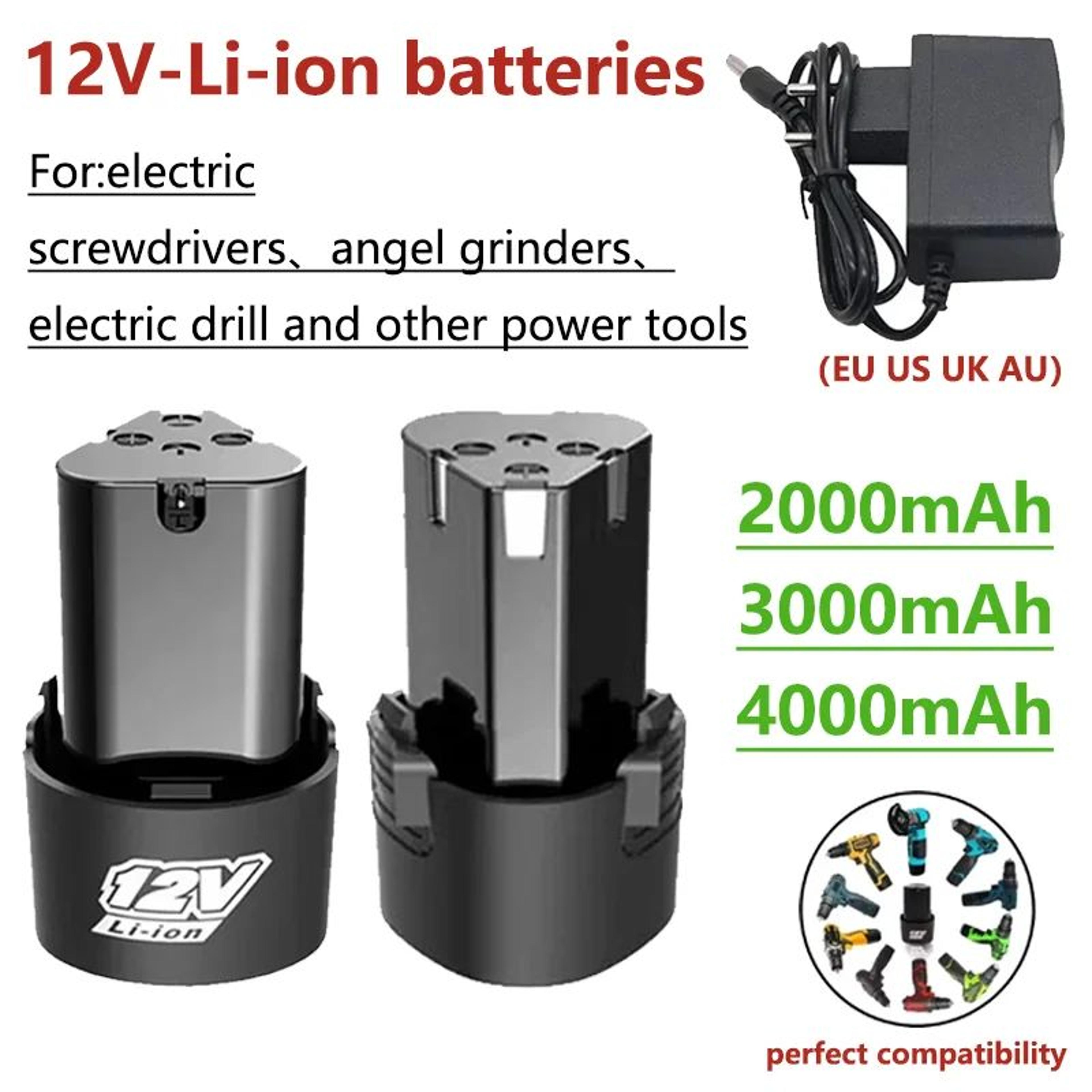 12v rechargeable lithium battery replacement for cordless drills, screwdrivers and power tools