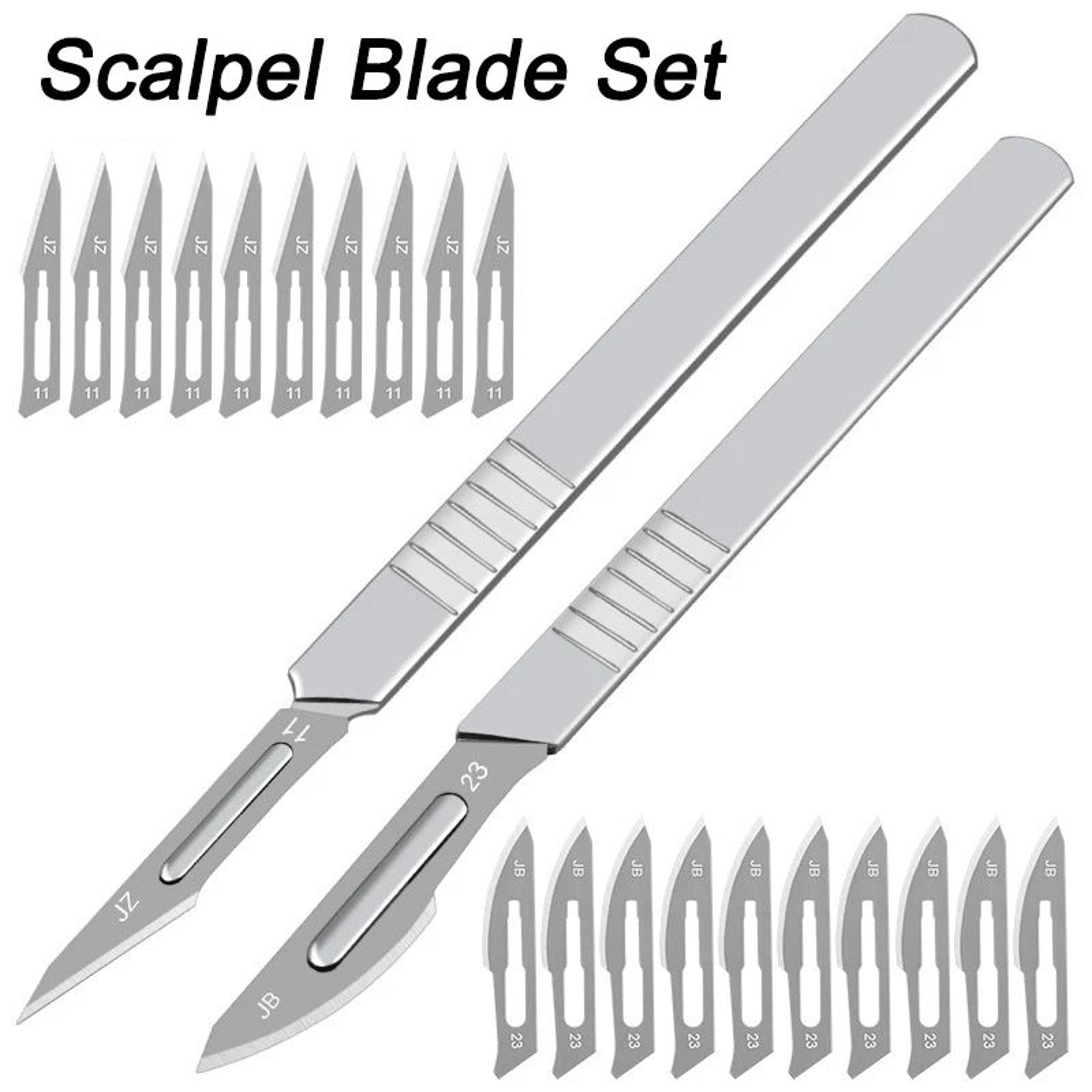 10pcs precision carbon steel scalpel blades with handle for diy craft cutting and pcb repair