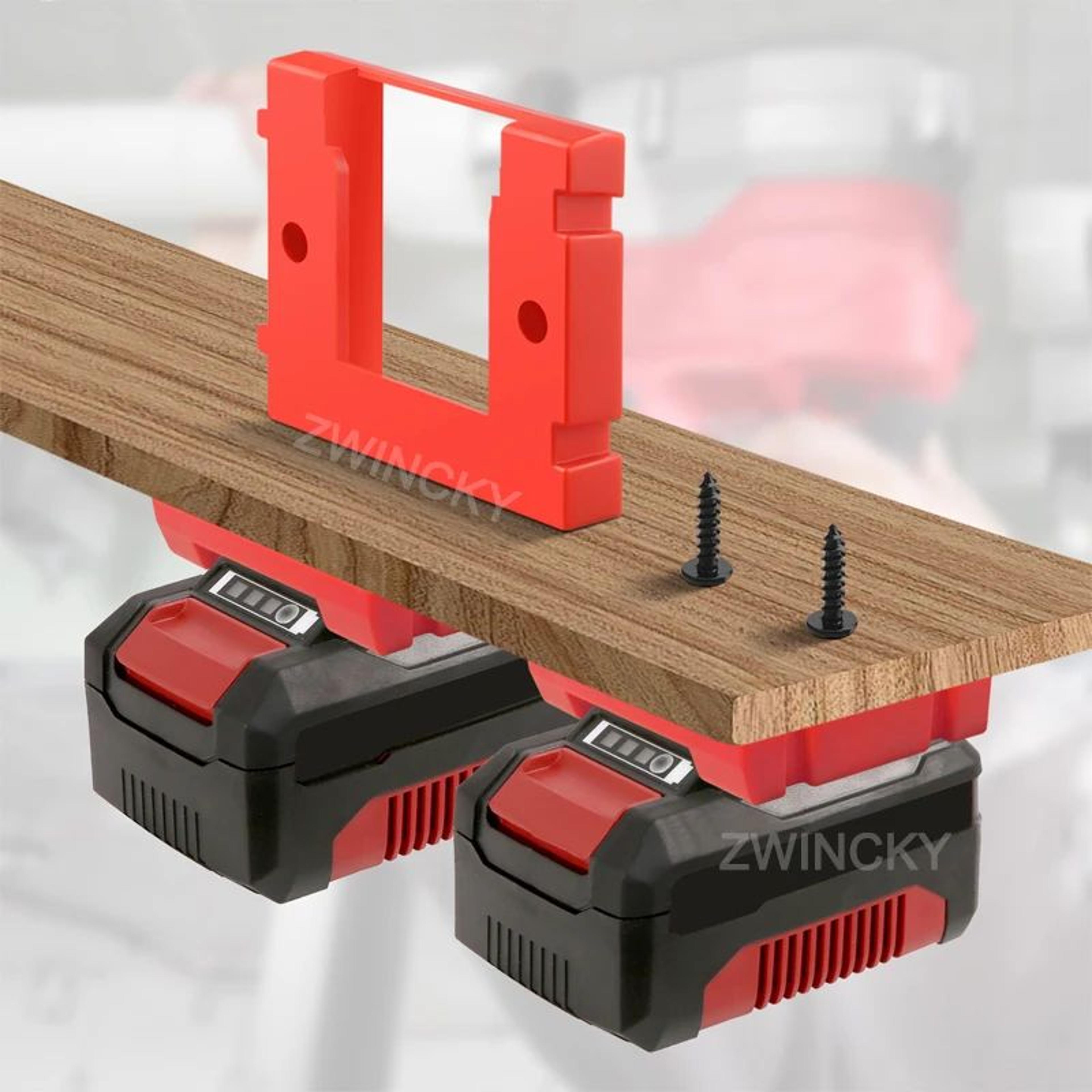 18v battery wall mount holder for secure storage and workshop organization