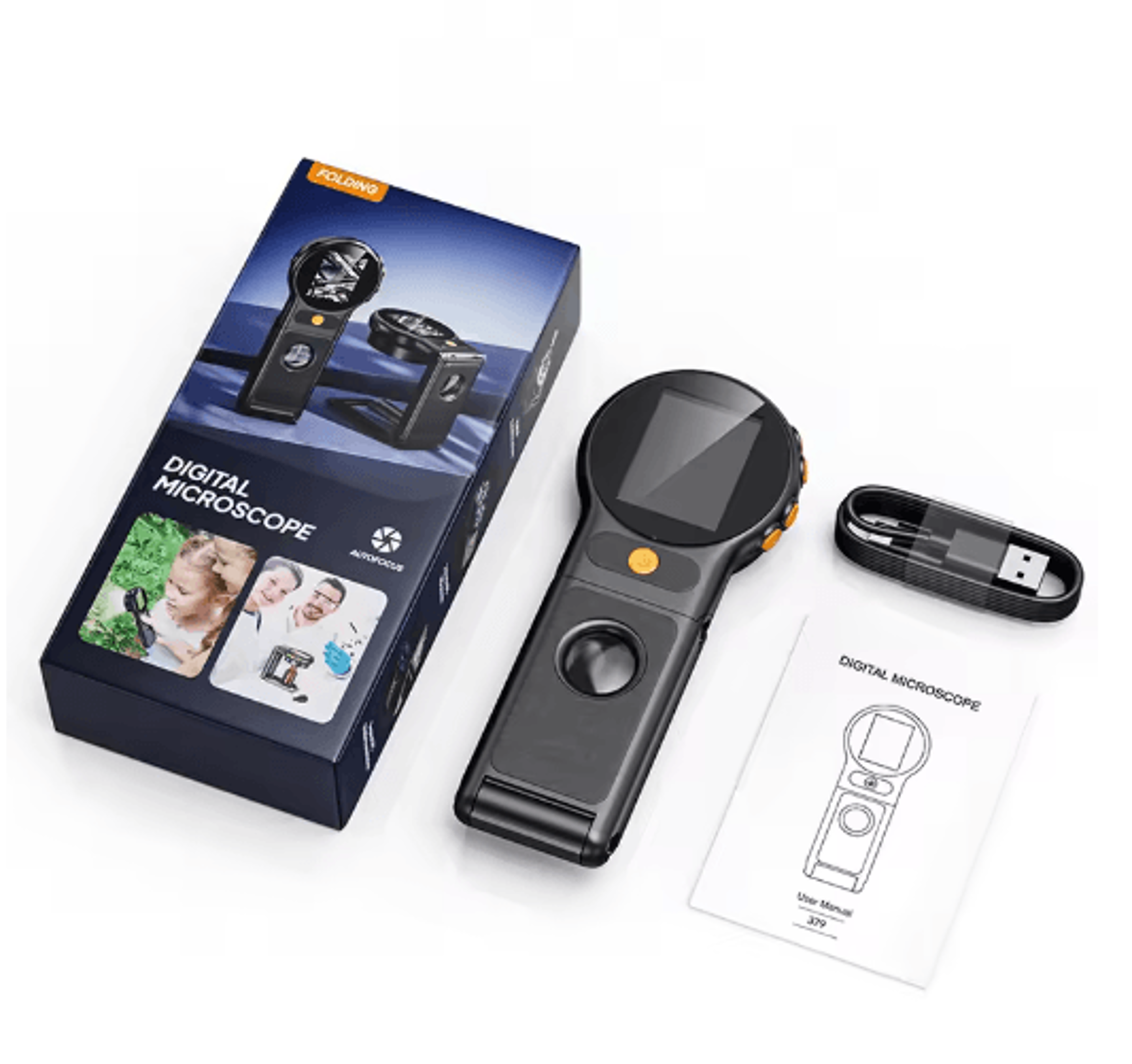 500x autofocus digital microscope with 8 led lights 2mp foldable video magnifier