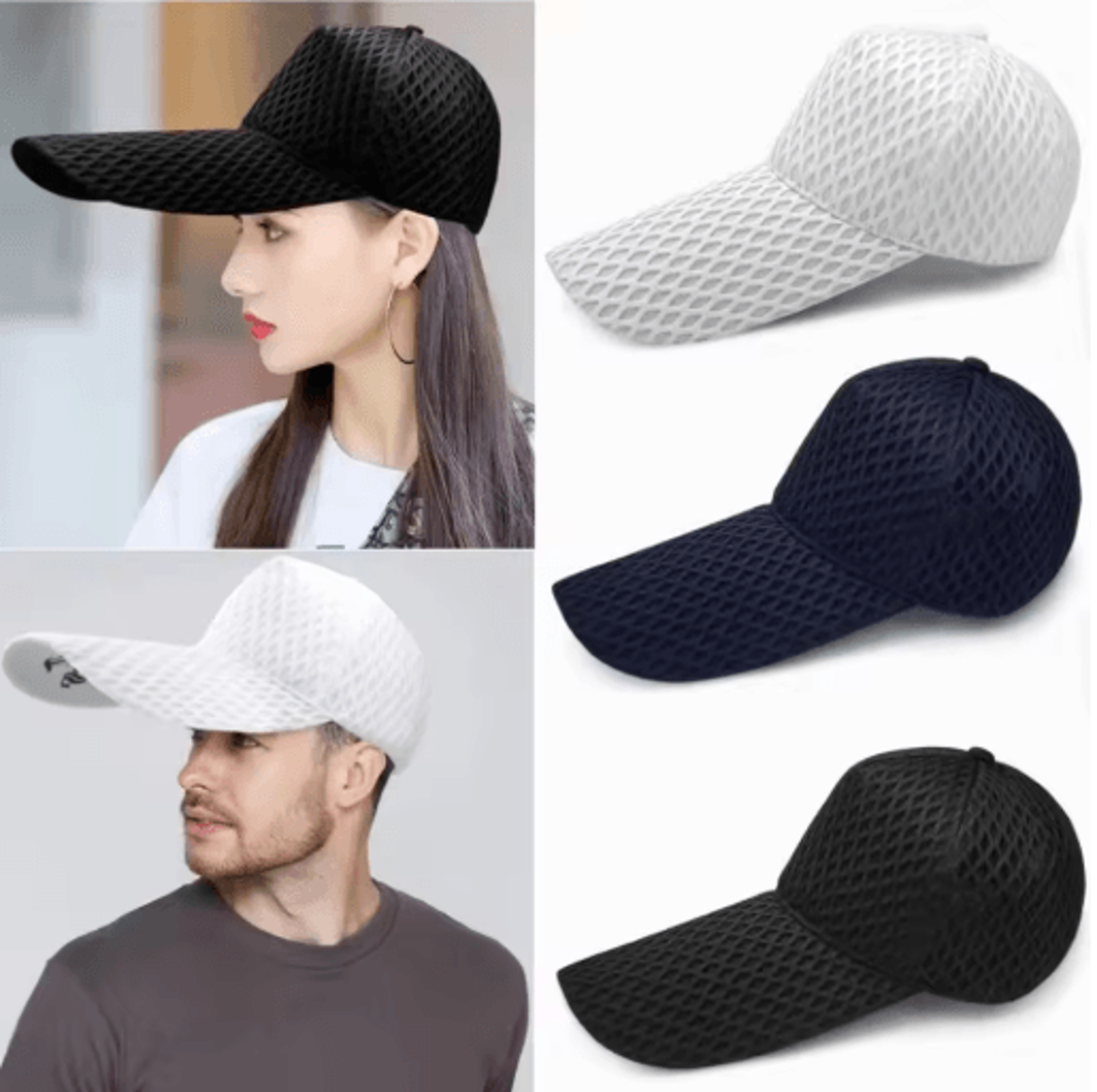 mens plus size mesh baseball cap oversize trucker sun hat with long peak