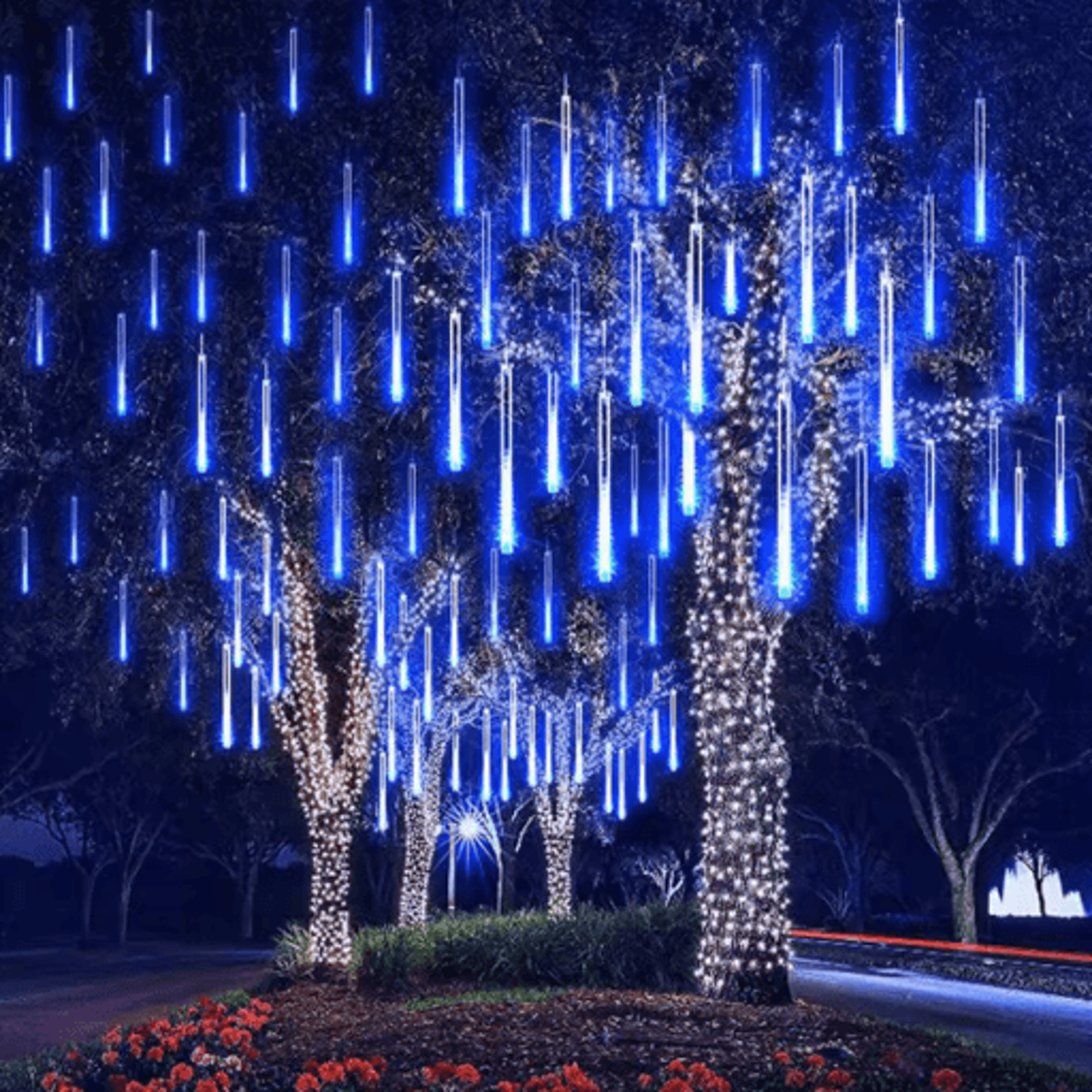 led meteor shower rain lights waterproof falling raindrop fairy string lights 30cm