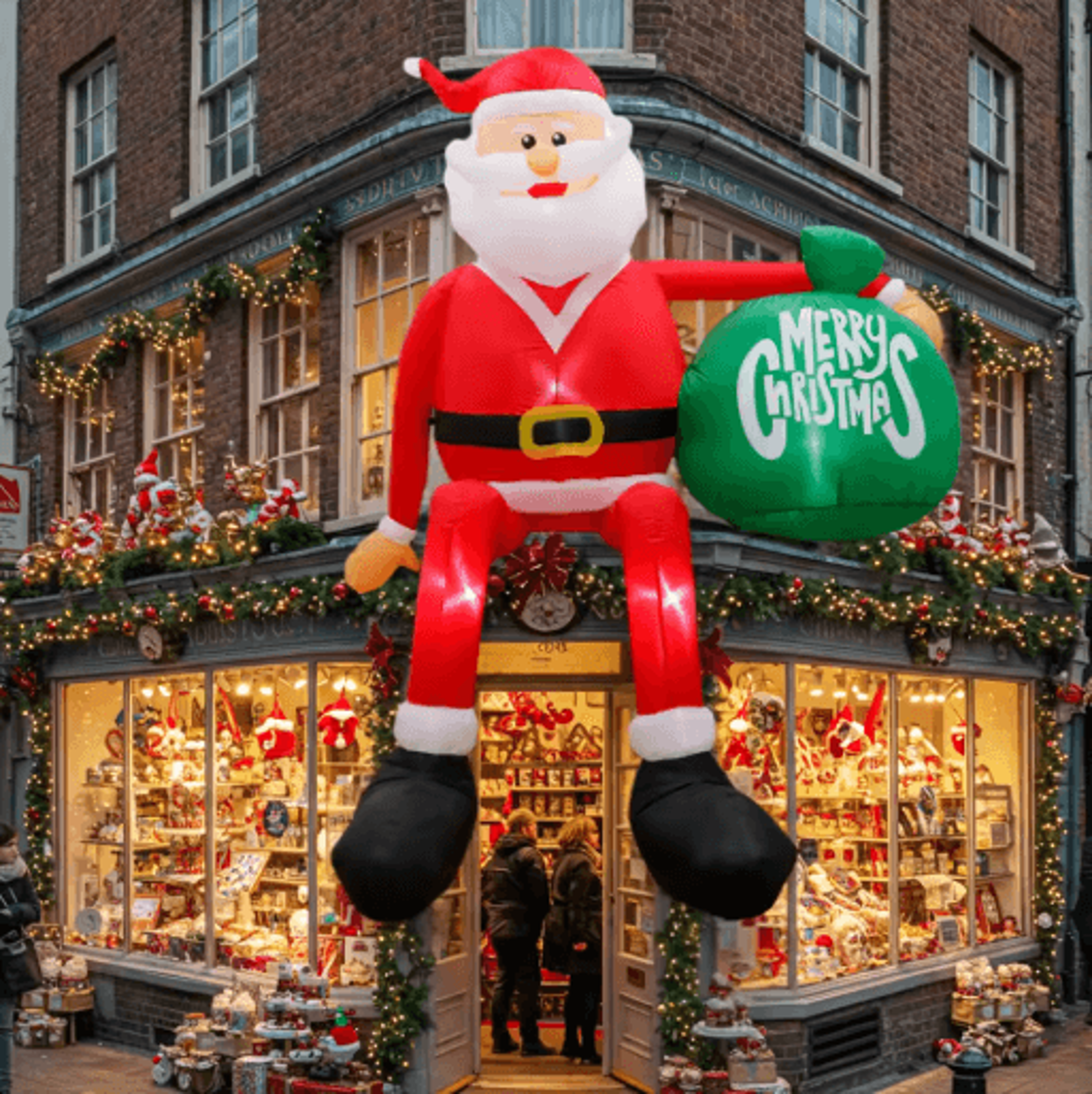 ourwarm 8ft christmas inflatable santa climbing outdoor yard decoration