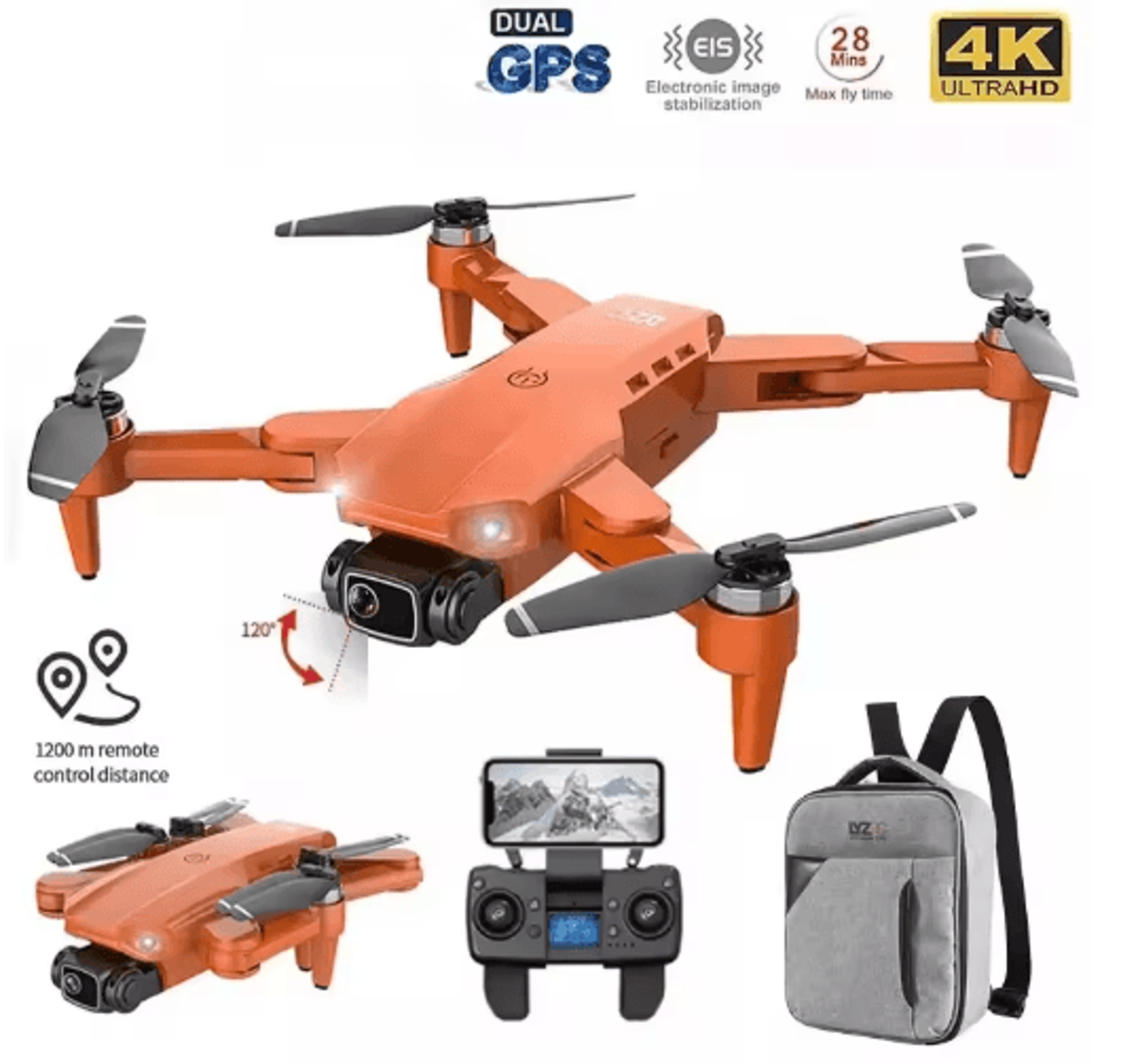 l900 pro 4k gps drone professional dual camera foldable quadcopter with 1 2km range