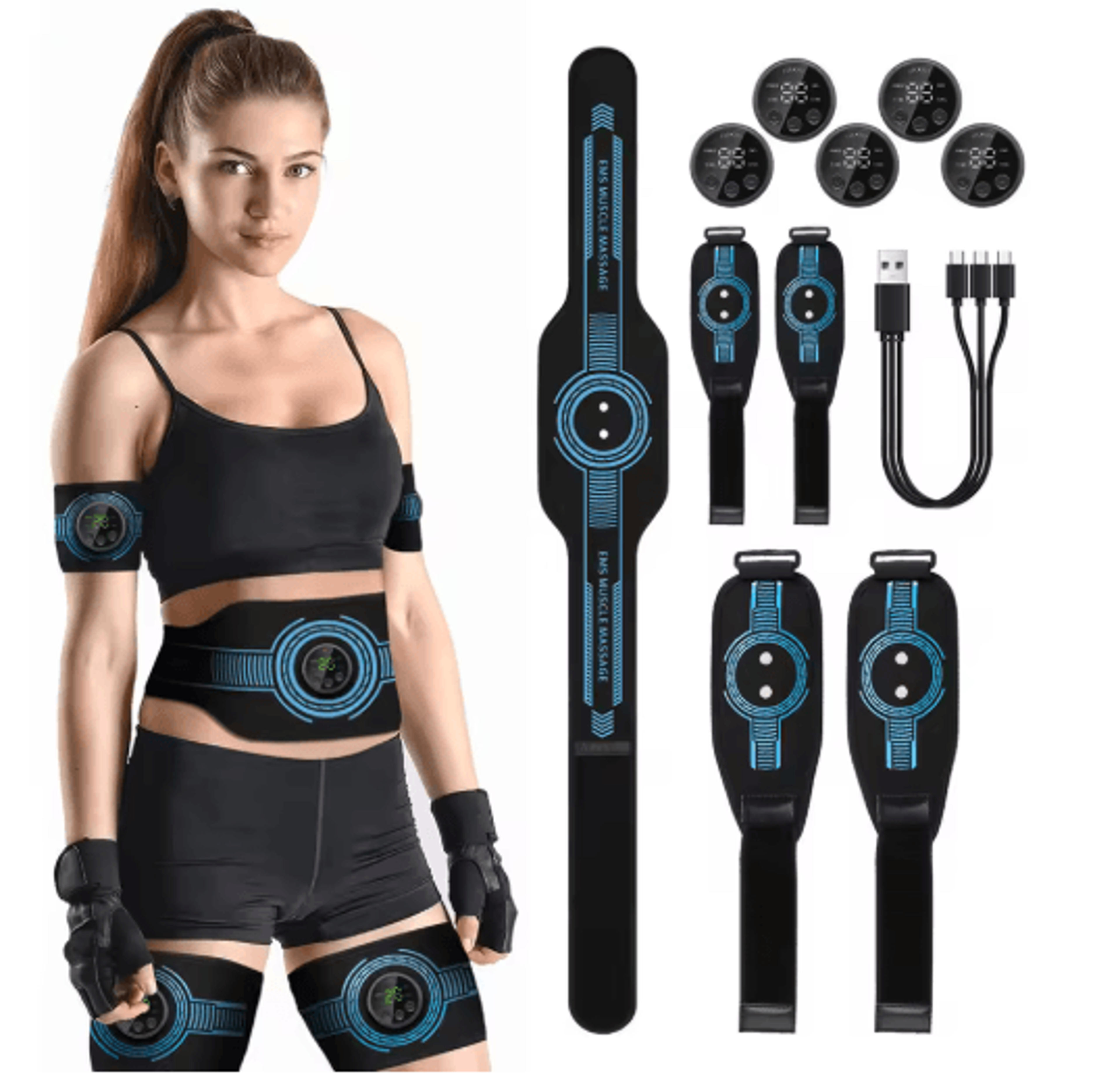 ems abdominal fitness belt intelligent muscle massage trainer with usb charging