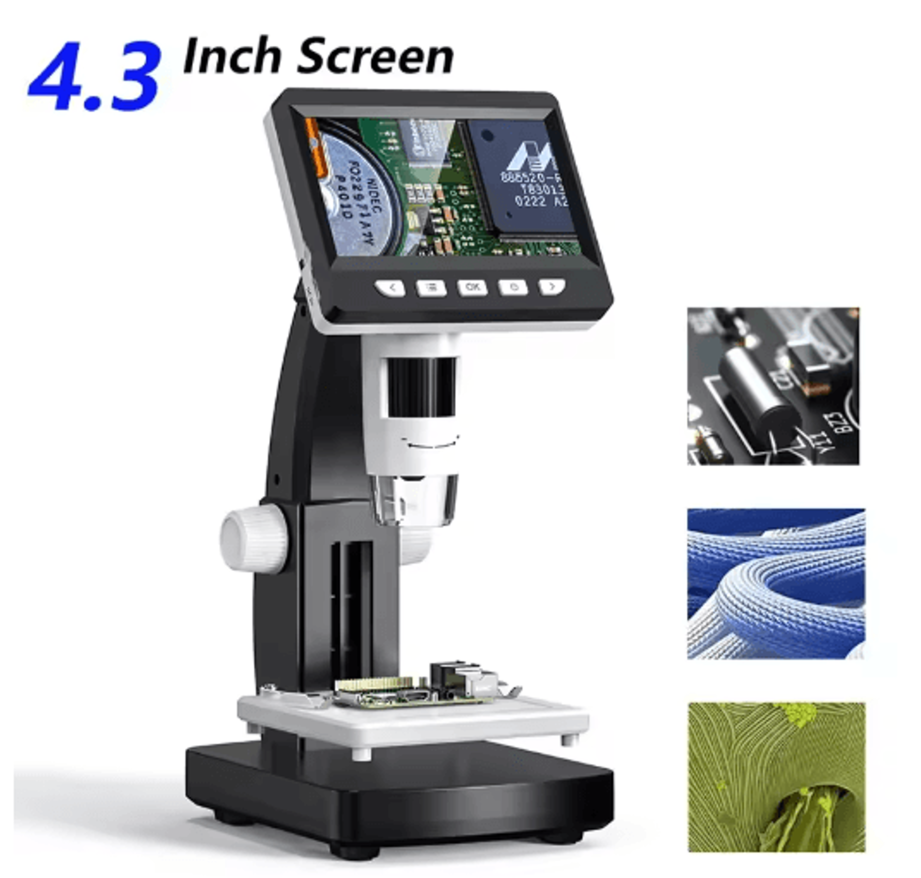 1000x lcd digital microscope 4.3" 1080p usb video microscope with 8 led lights