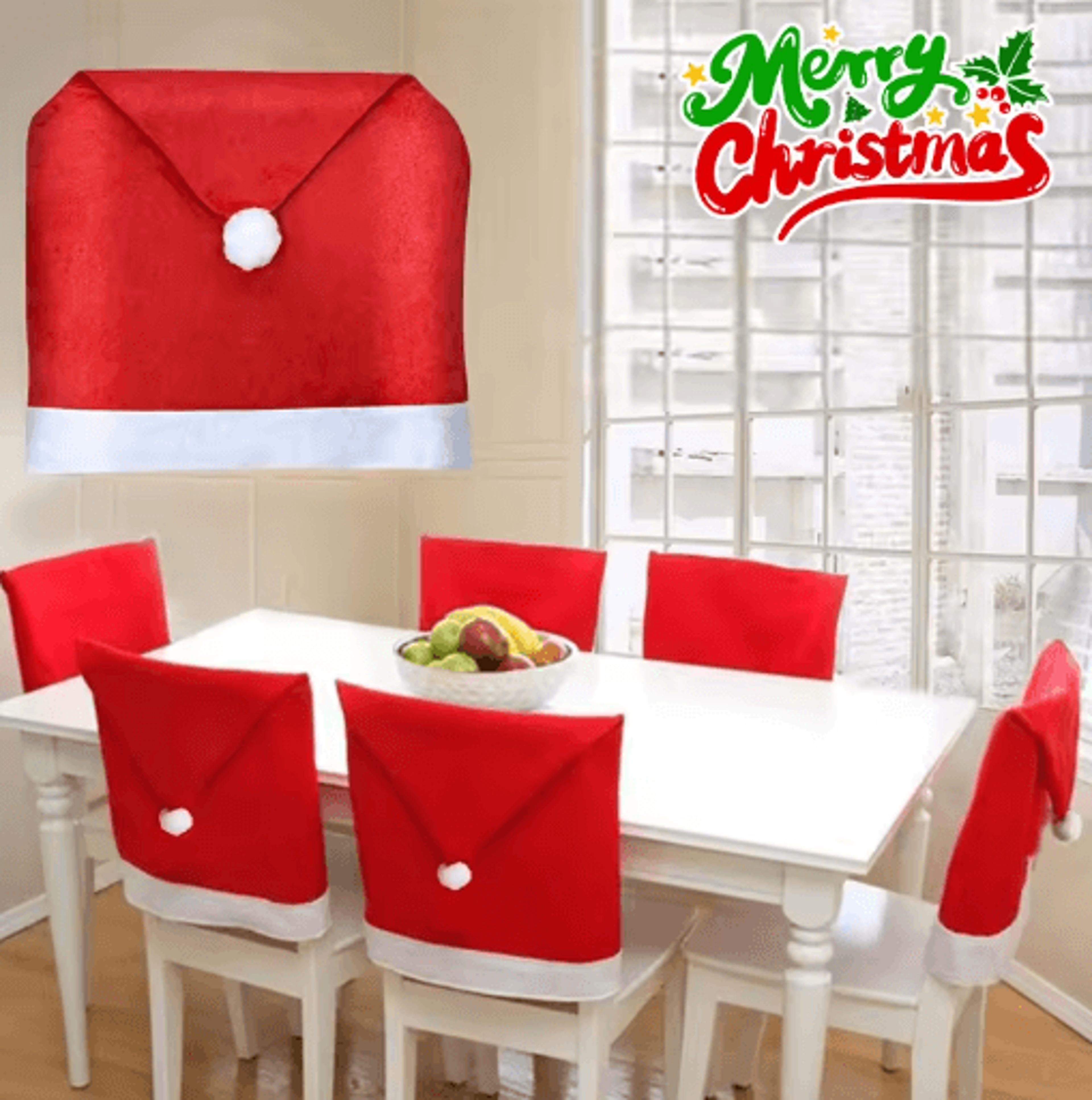 red santa hat christmas chair covers stretchable dining chair slipcovers for holiday decor