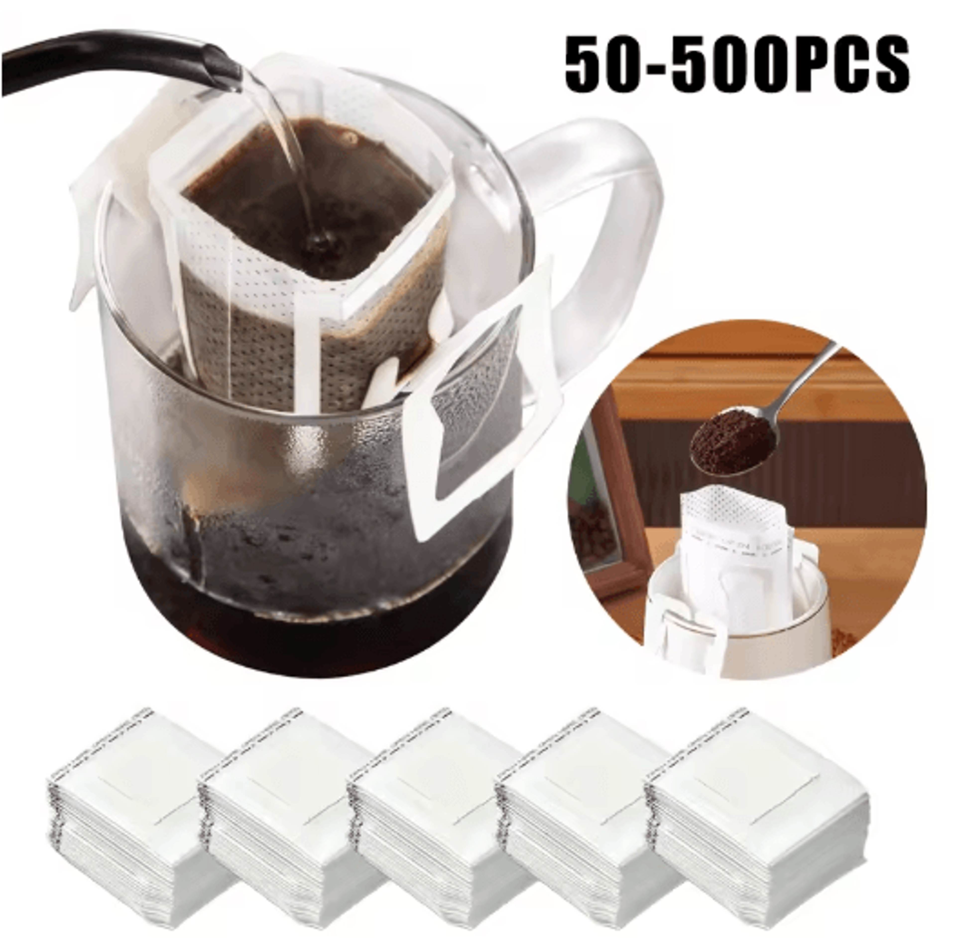 fast flow hanging ear coffee filter bags disposable espresso tea brewing paper 50 500pcs