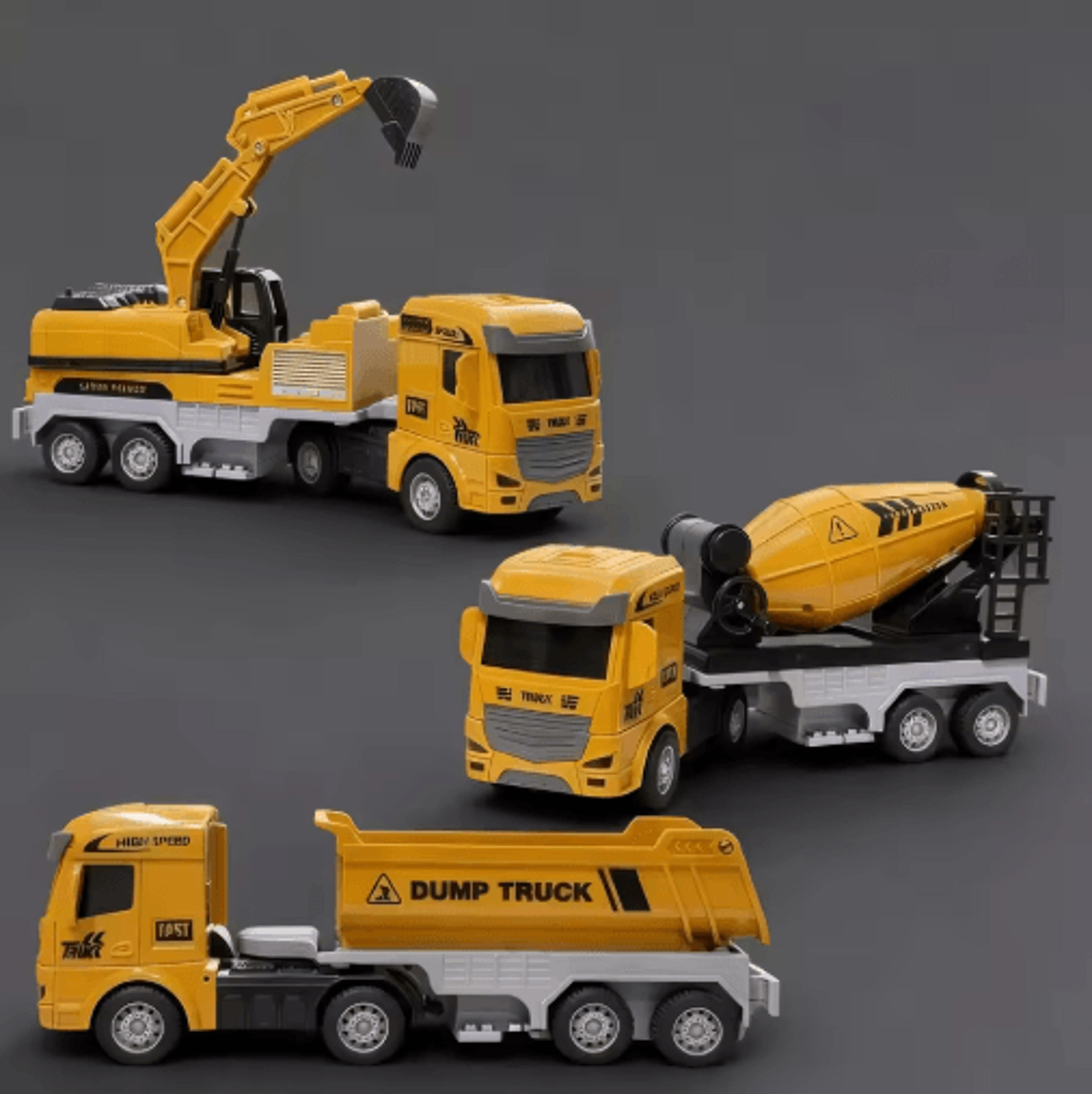inertia construction vehicle toy set mixer digger tipper trucks engineering playset ages