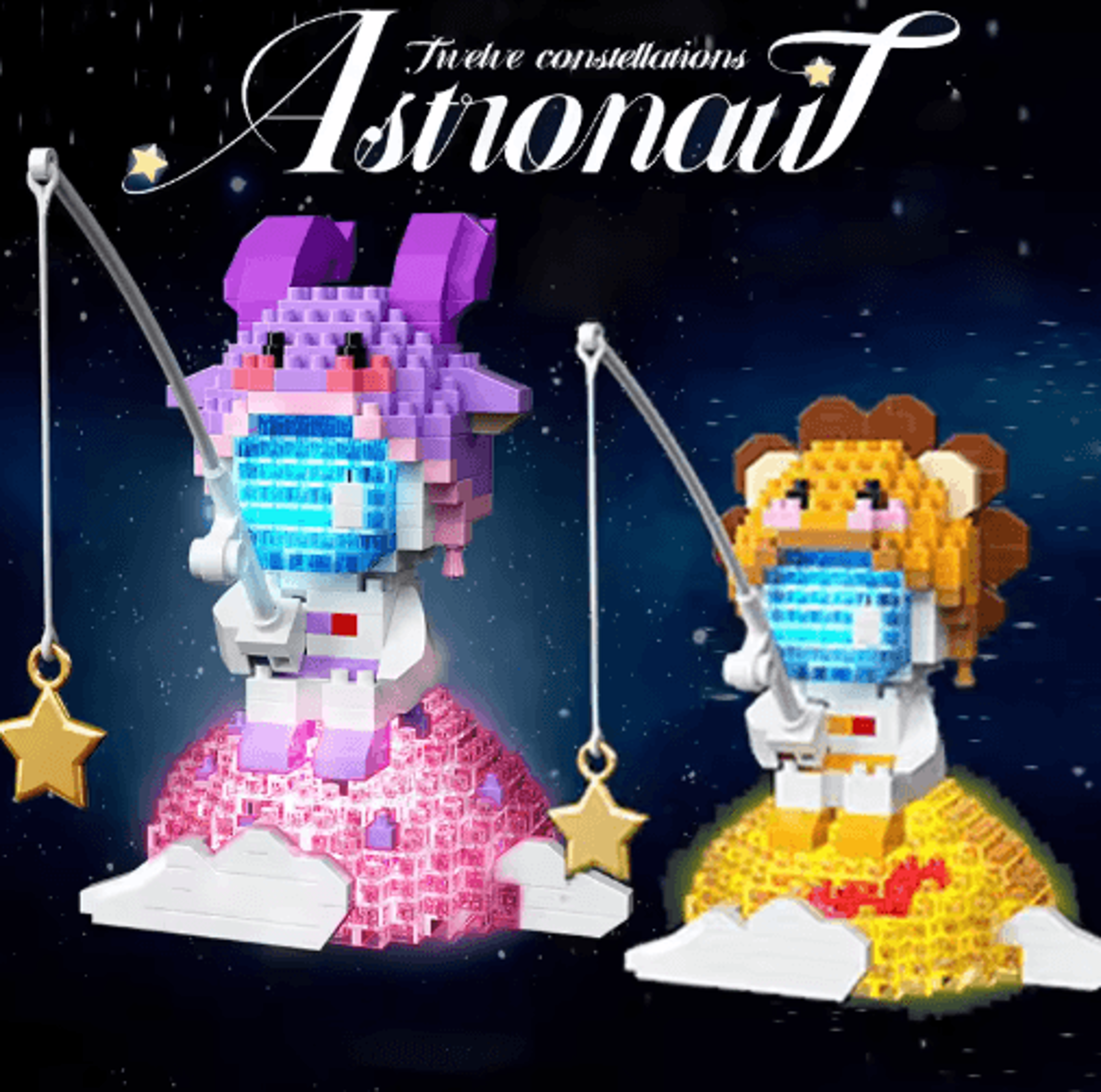 twelve zodiac signs micro building block set assembly puzzle toy for kids