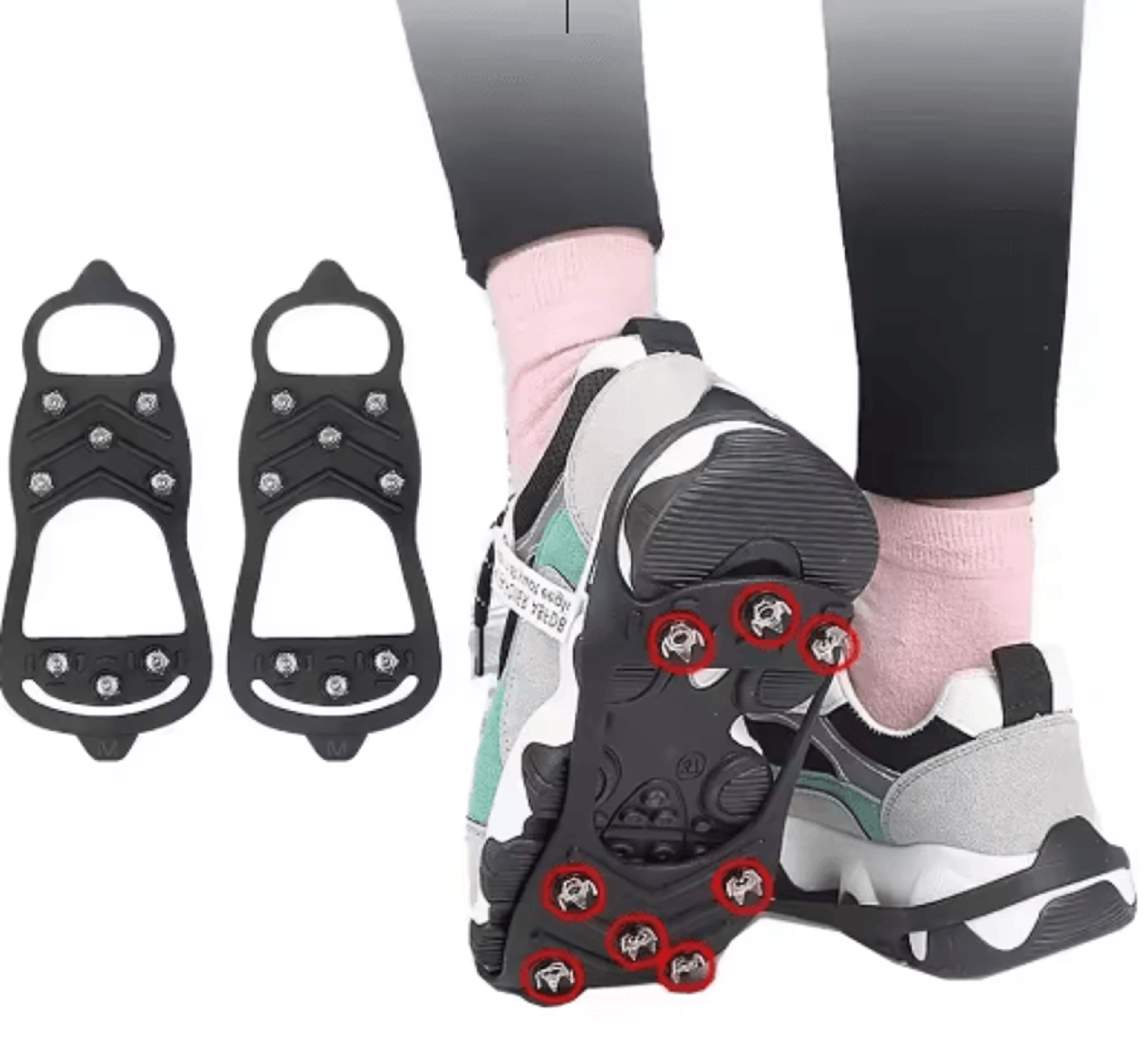 8 teeth ice gripper spikes anti slip shoe covers for winter hiking snow traction