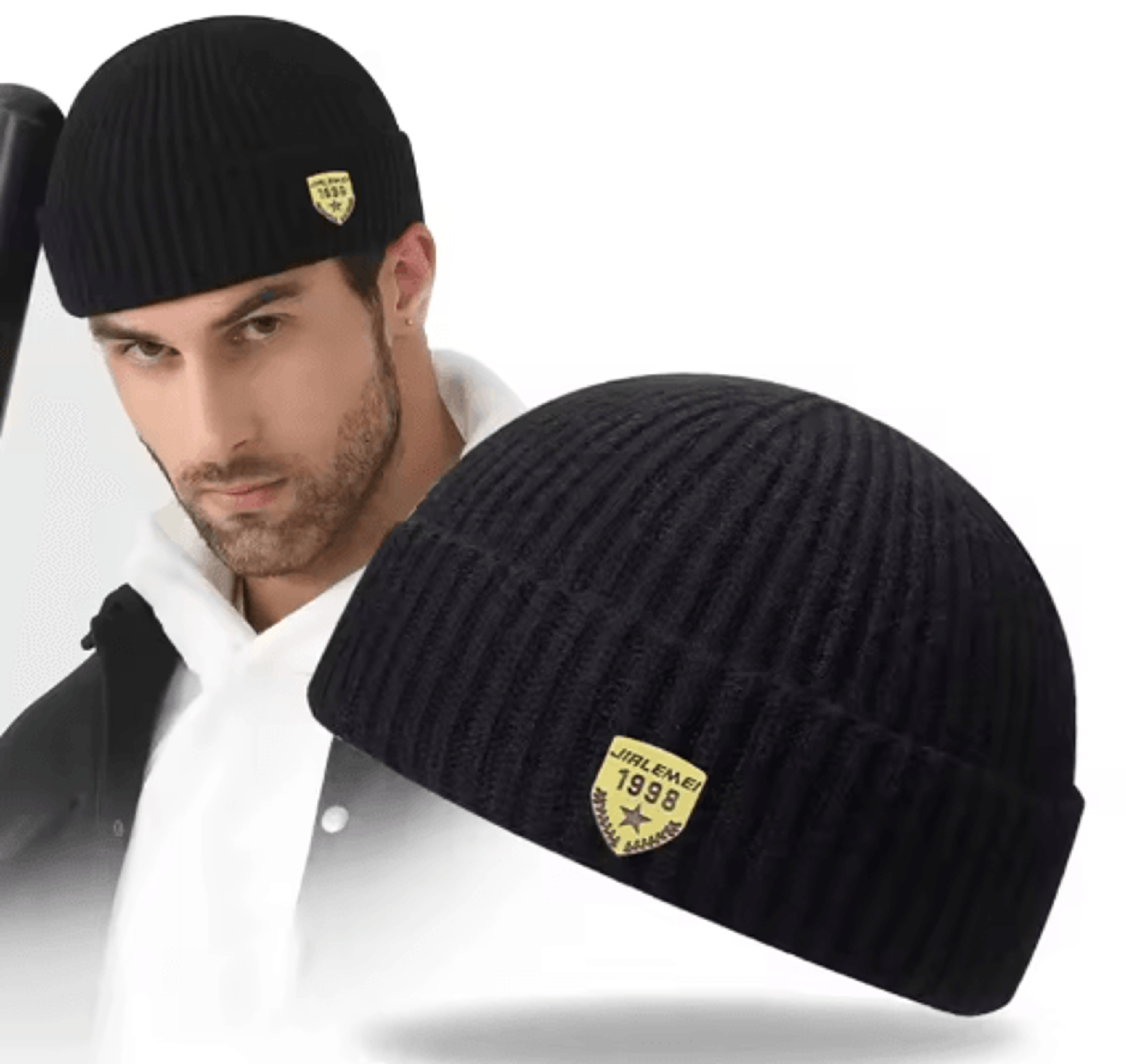 mens autumn and winter knitted wool hat unisex street melon skin beanie with 1998 logo