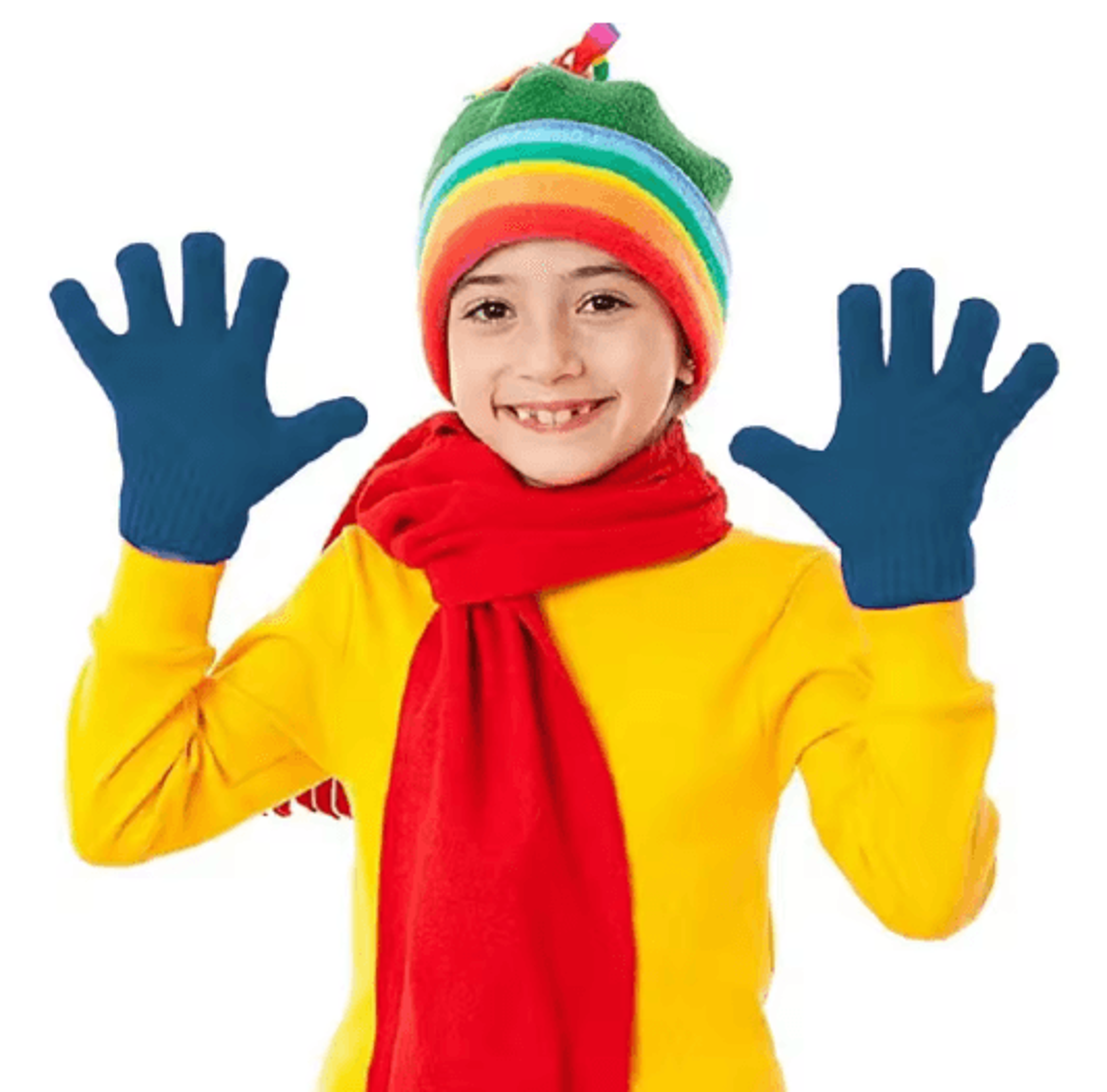 winter kids full finger knit gloves warm thickened gloves for boys and girls ages 5 to 9