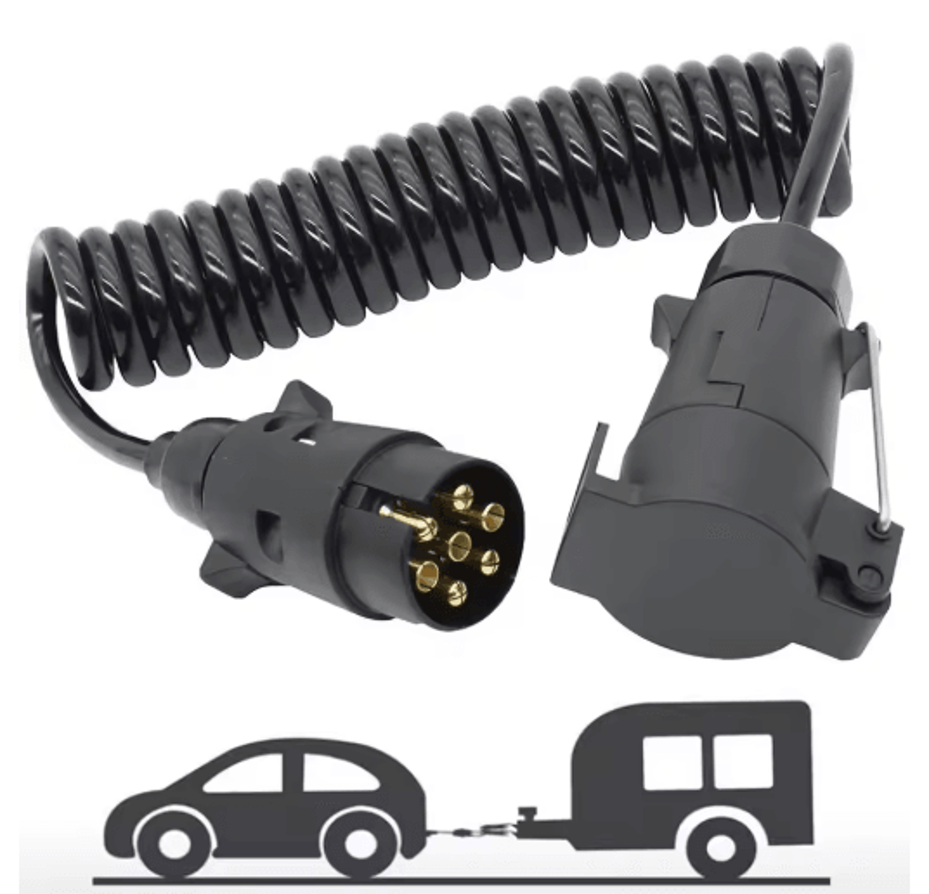 7 pin trailer adapter heavy duty european standard plug with 1.3m copper wiring harness