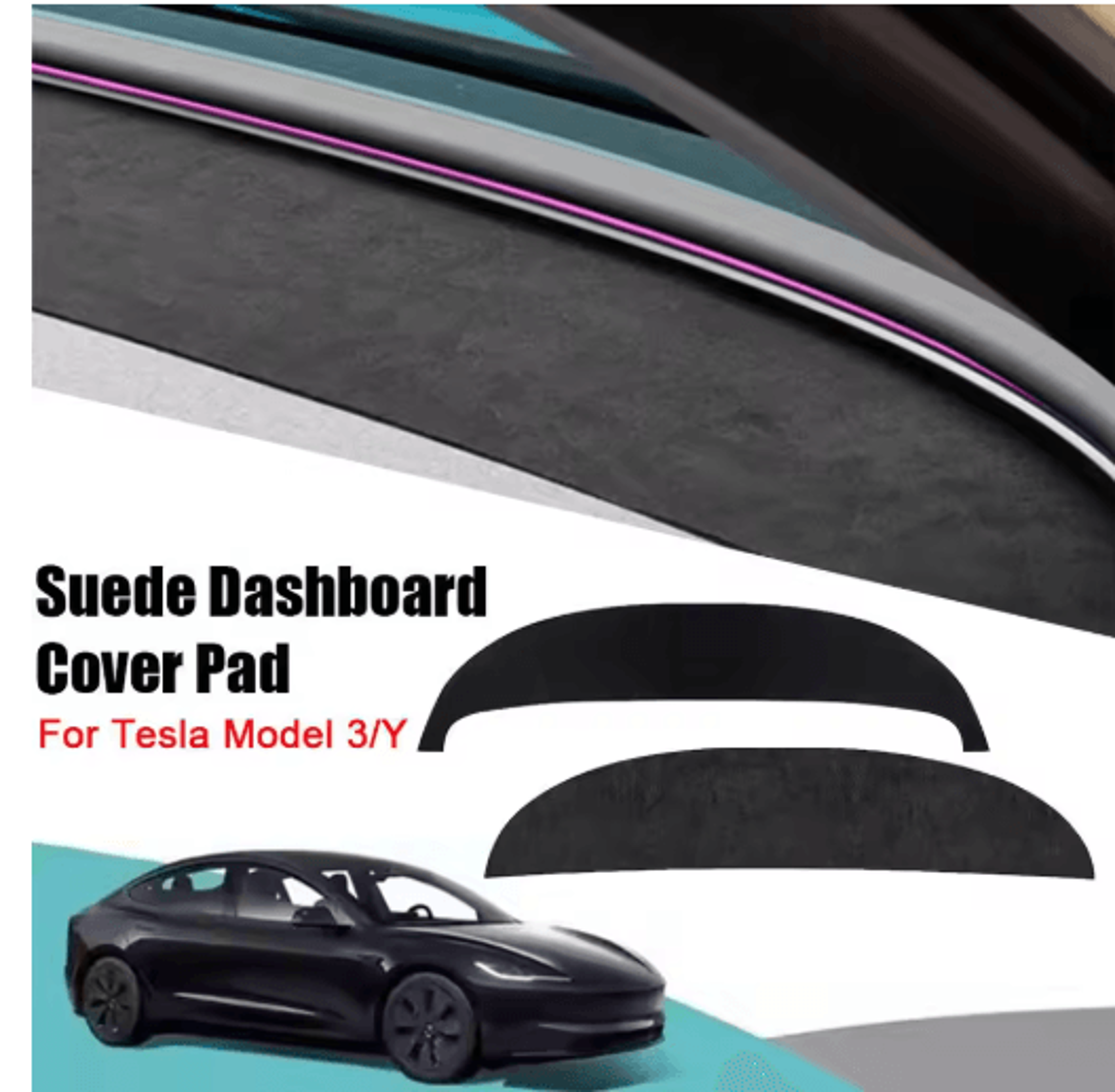 suede dashboard cover for tesla model 3 and model y anti uv non slip dash mat interior accessory