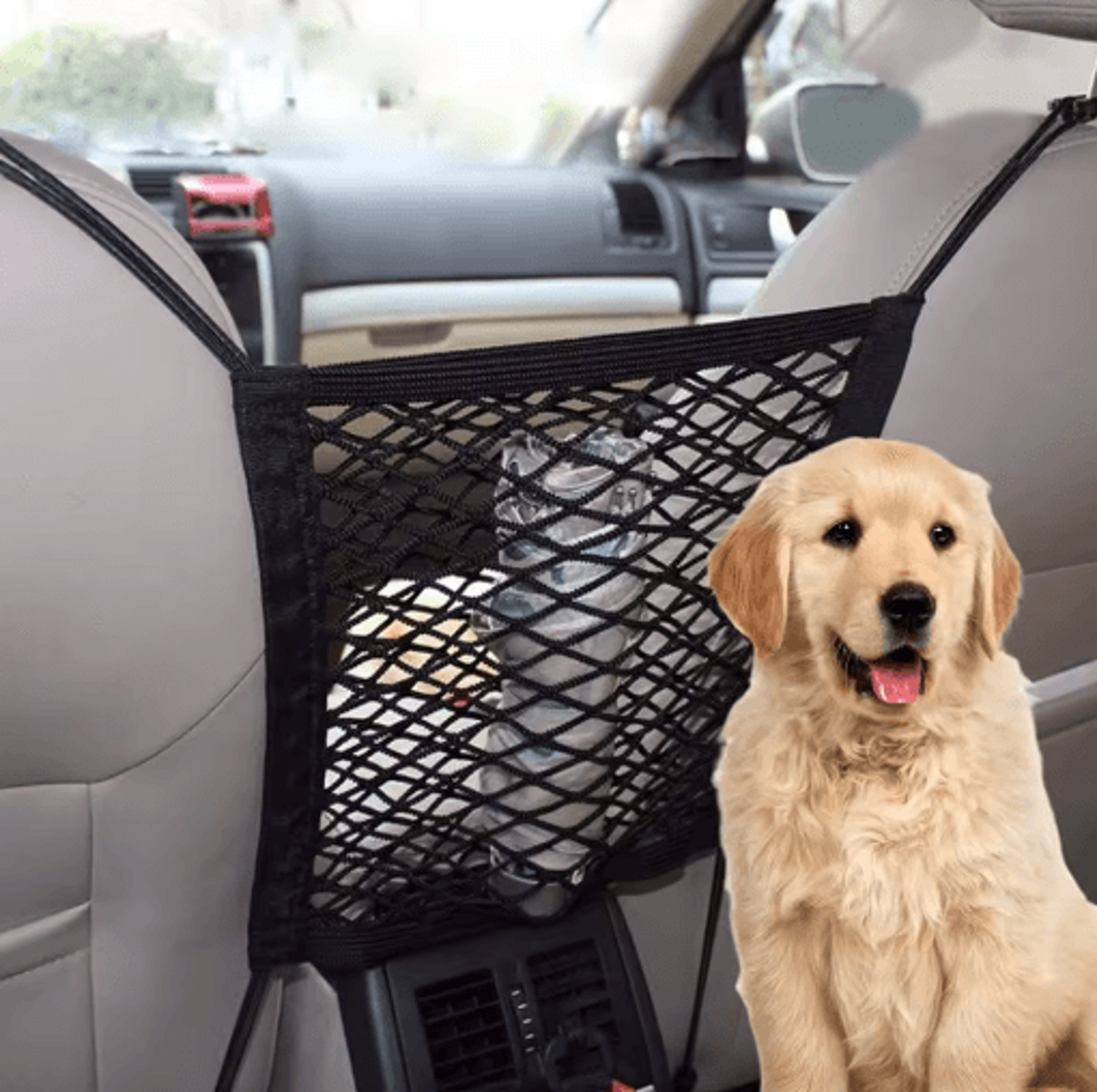 double layer mesh car storage net seat back and trunk organizer with hooks 1 2pcs