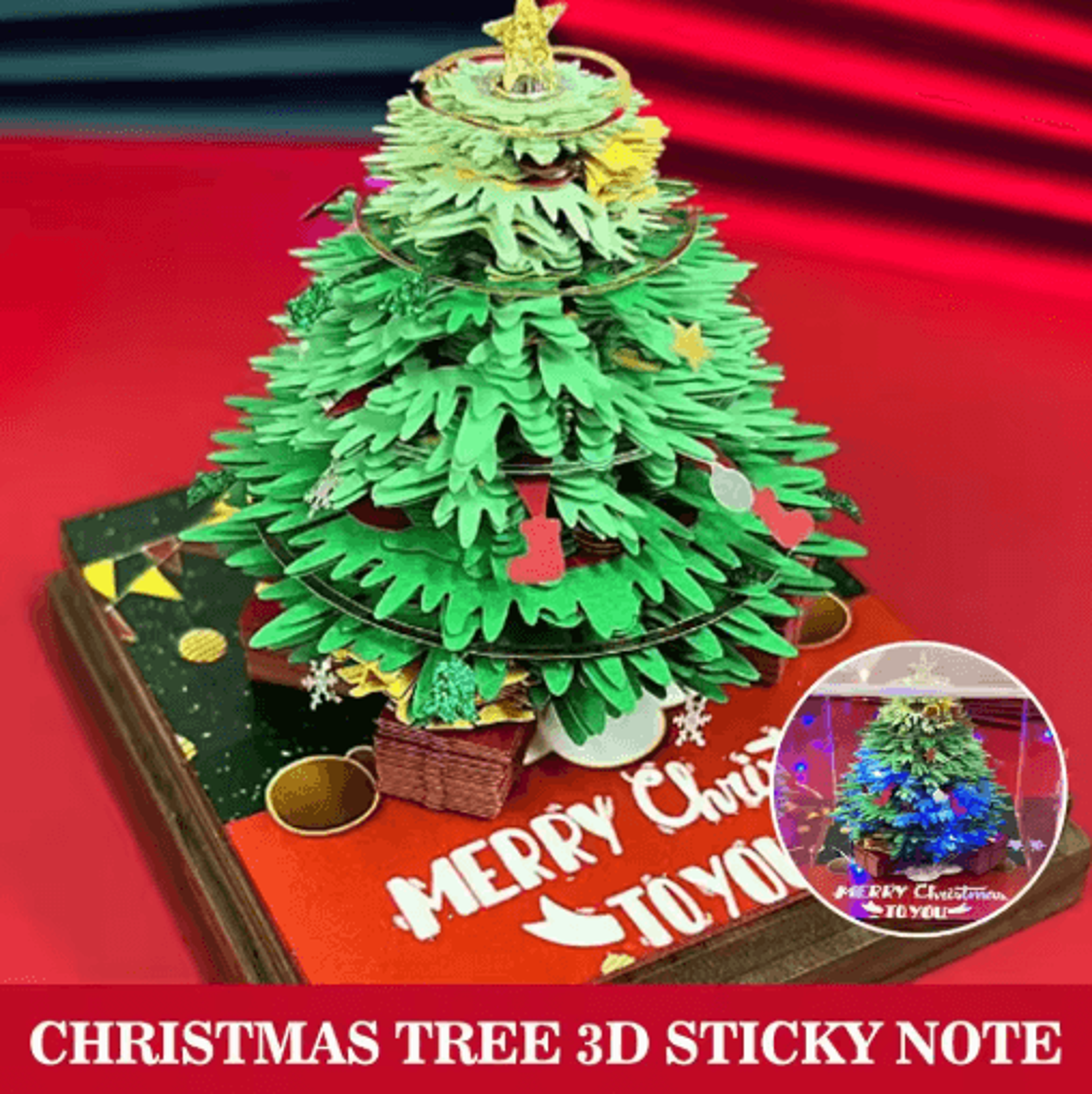 3d tear away time piece calendar panoramic christmas tree paper carving desk calendar with led light