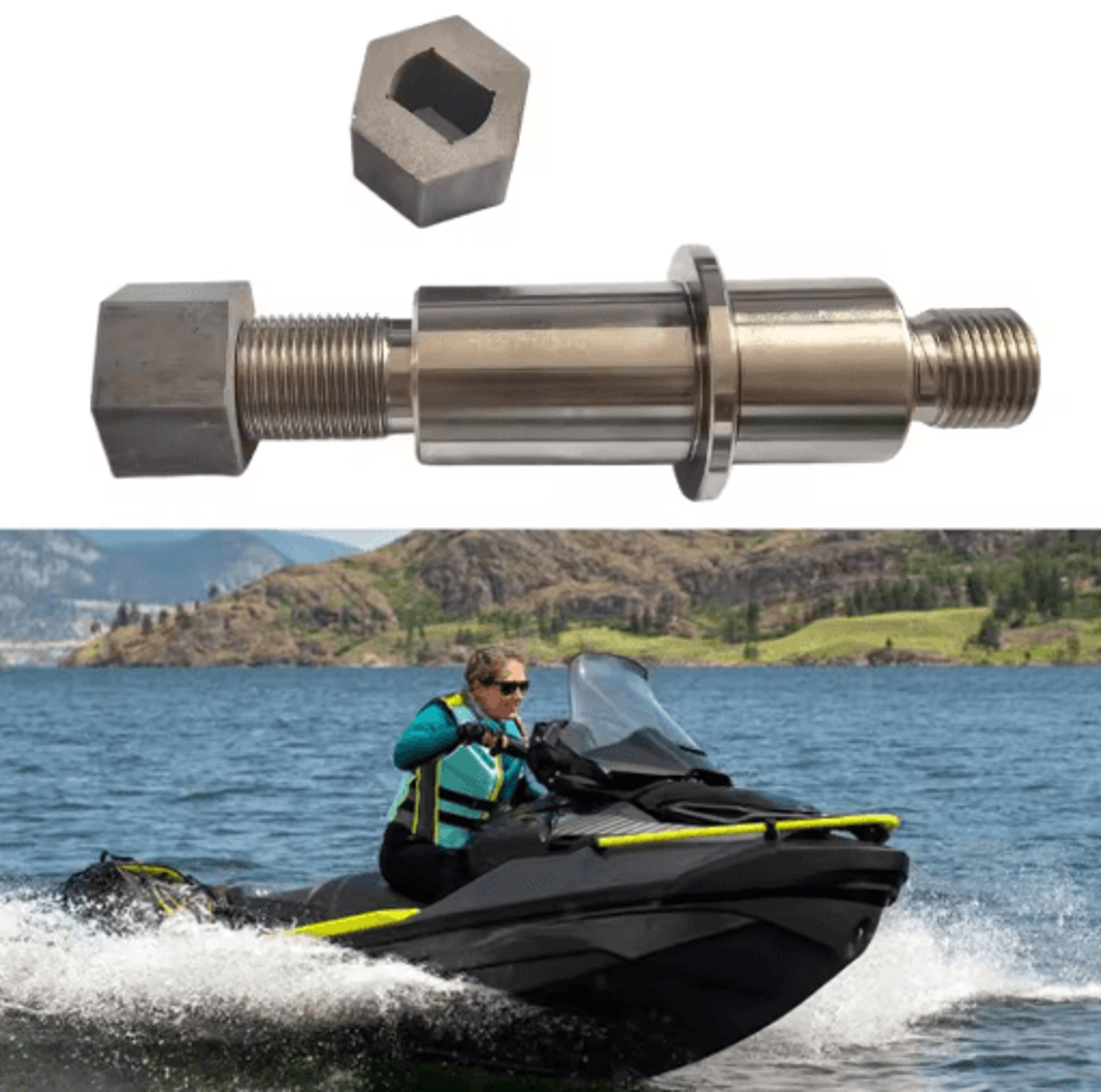 hexagonal knob jet pump shaft removal tool compatible with sea doo 2005 1503 1630 engines