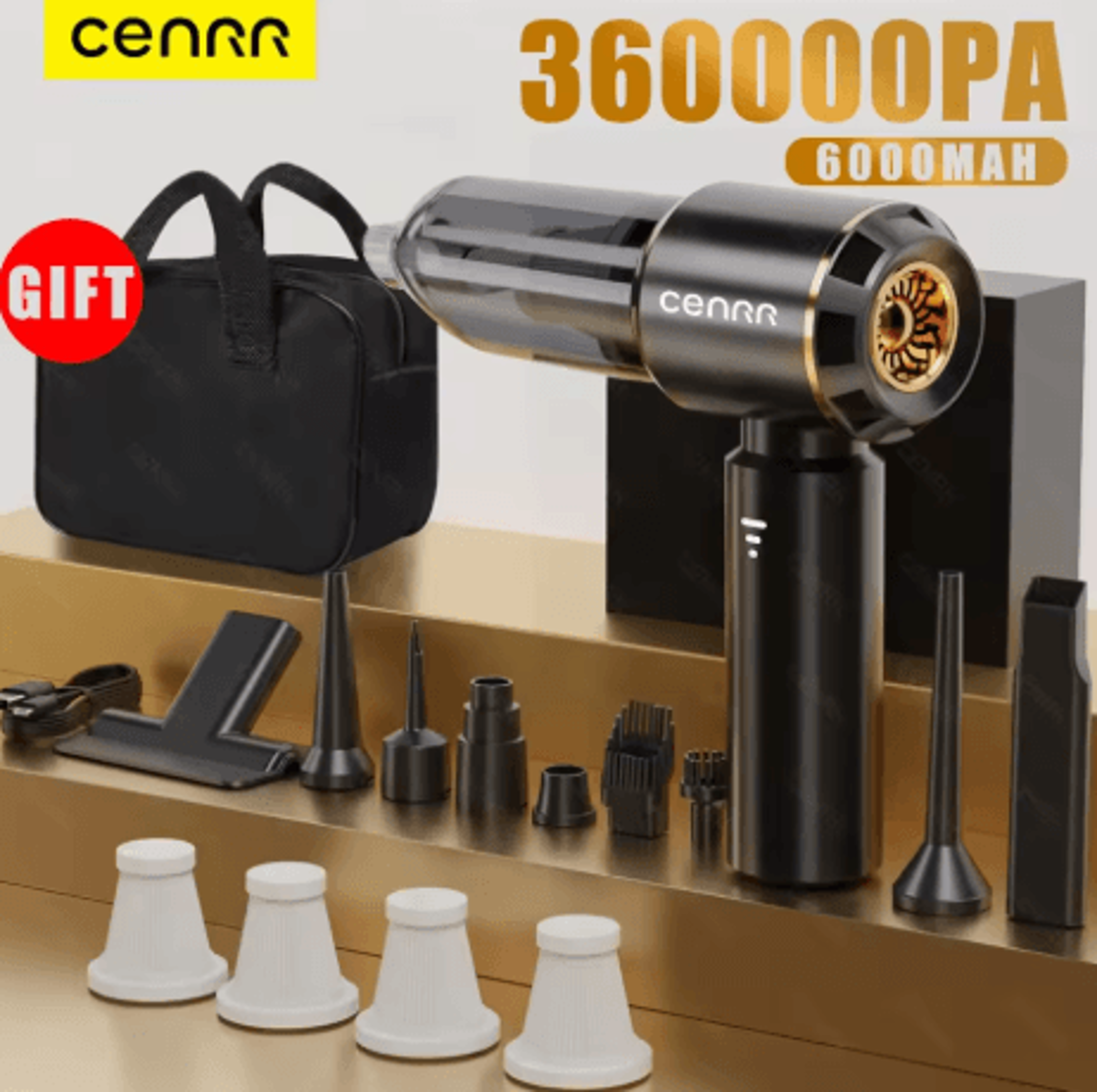 cenrr 360000pa mini car vacuum cleaner cordless powerful wireless handheld cleaner