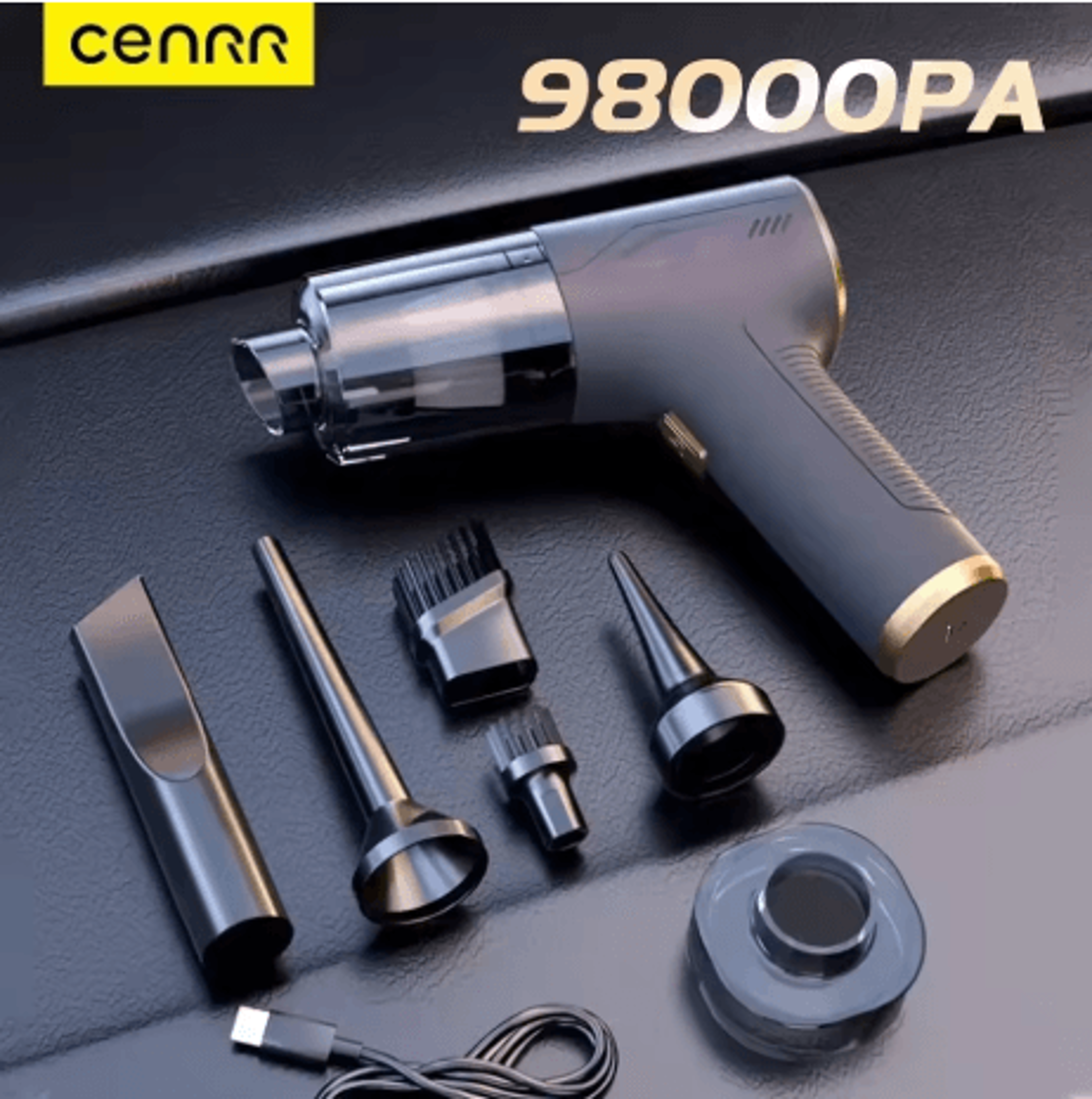 cenrr 98000pa mini car vacuum cleaner 4 in 1 cordless wireless handheld cleaner with air gun