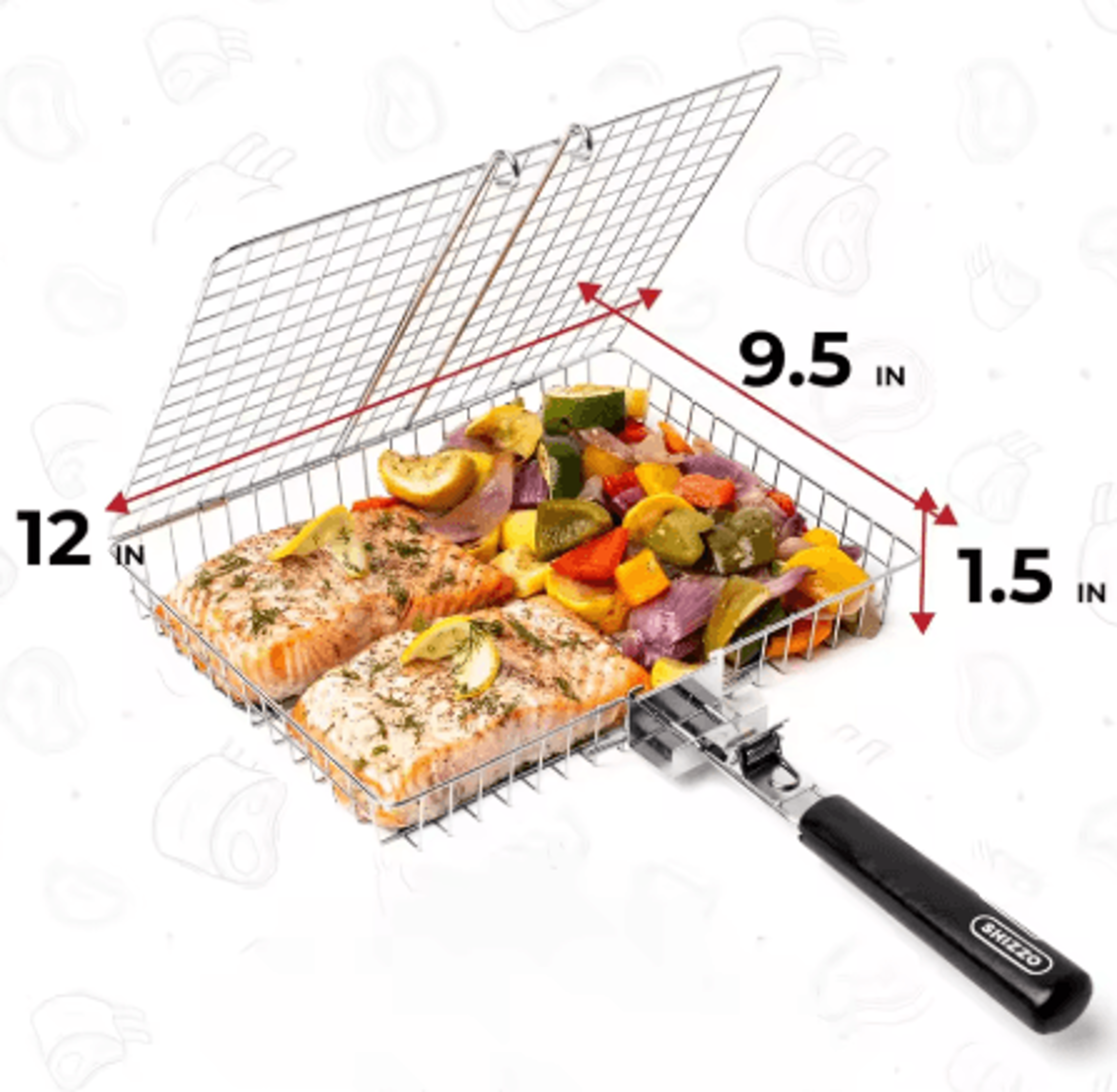 stainless steel folding barbecue basket large portable grill basket with handle for outdoor bbq
