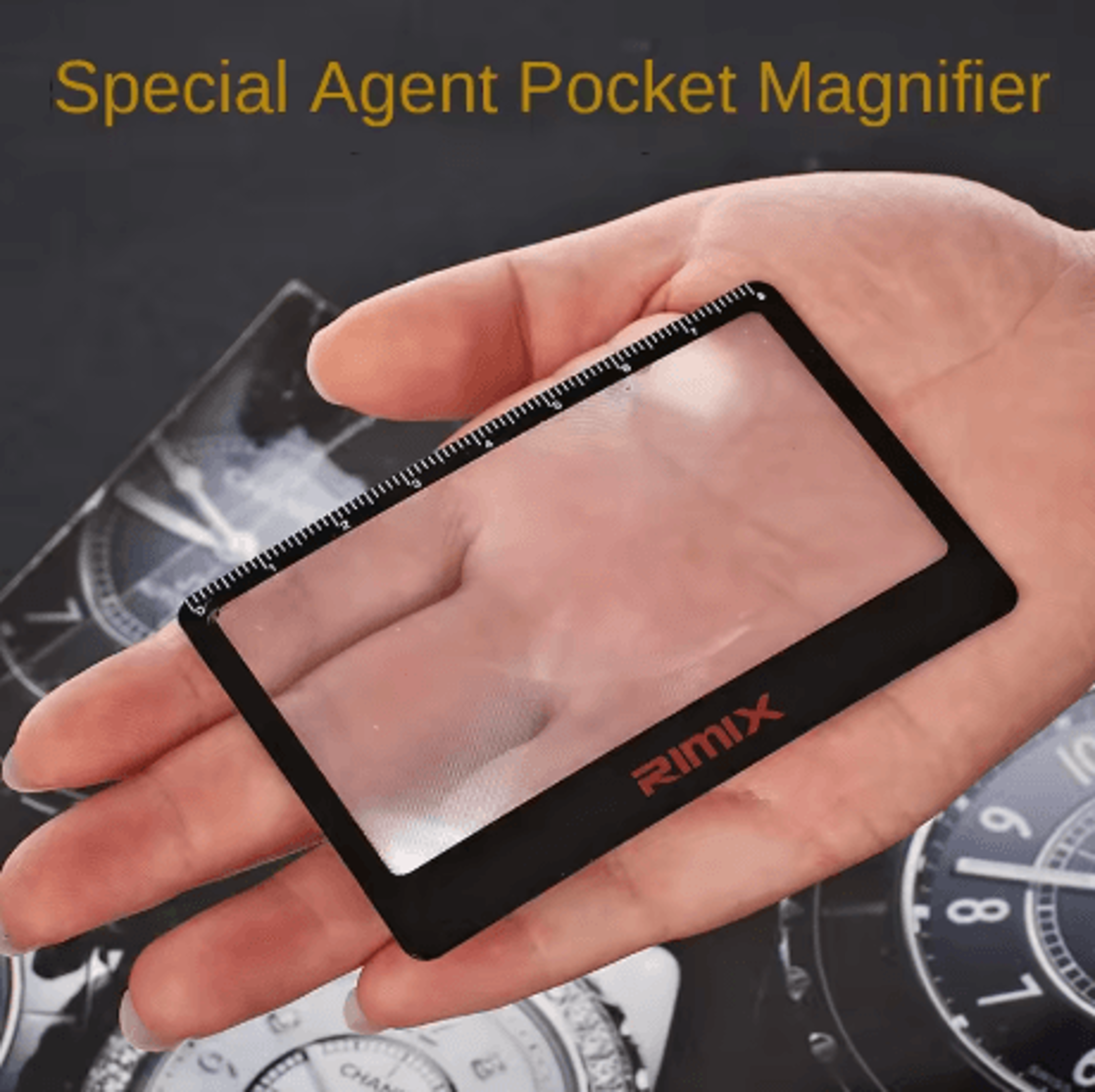 mini 3x magnifying glass ultra thin portable reading magnifier with ruler and solar igniter