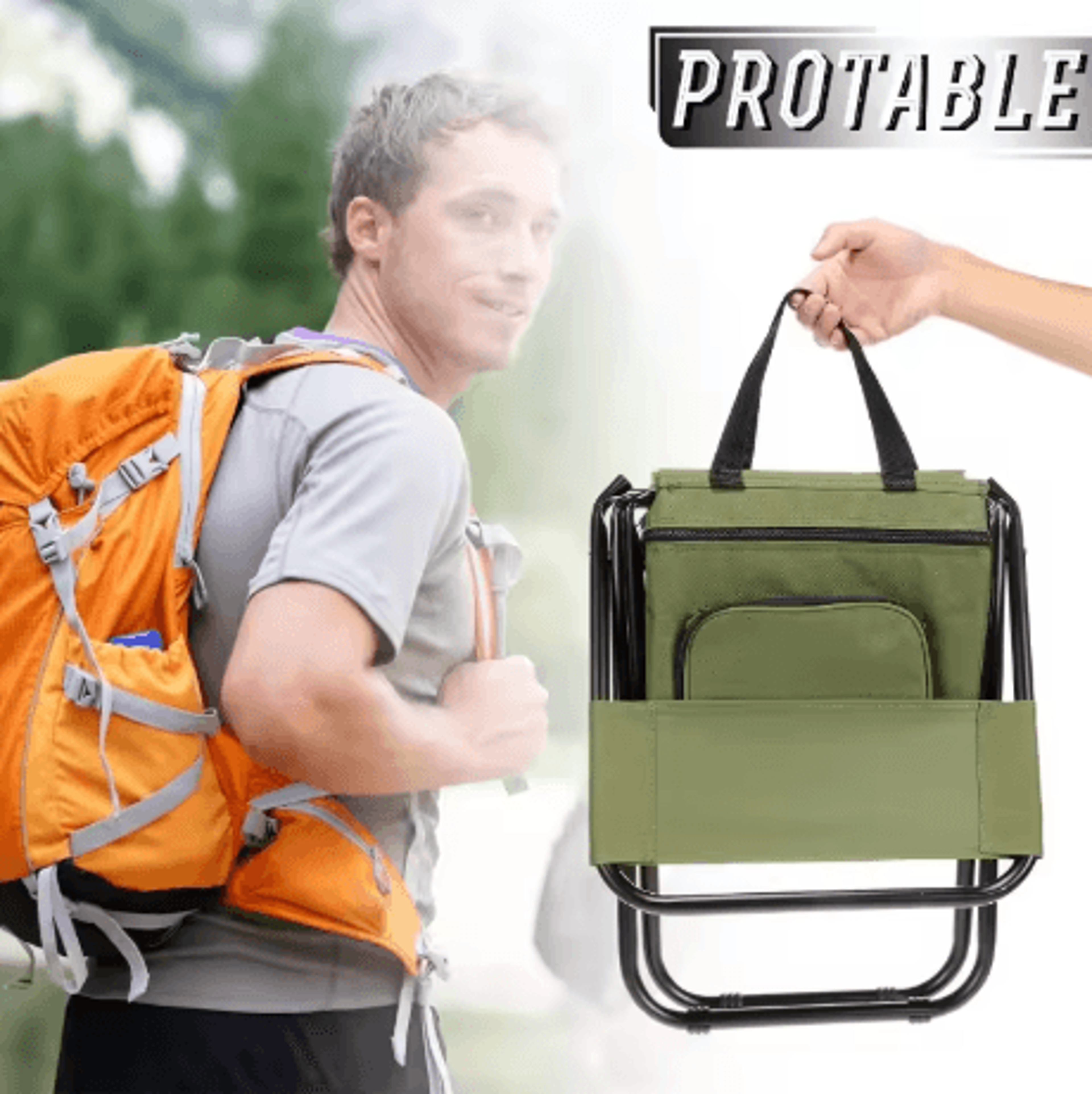 foldable fishing chair with cooler bag lightweight portable stool with backrest 220 lb capacity
