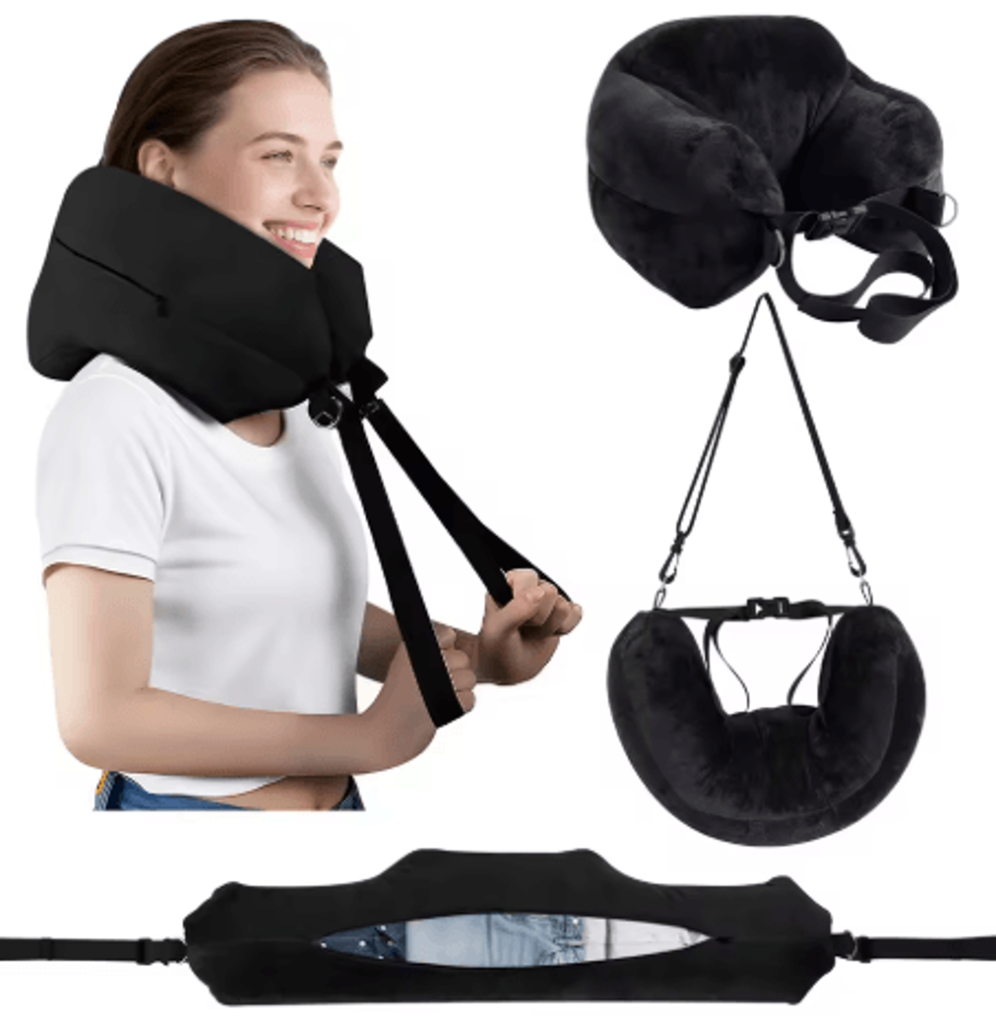 adjustable u shaped travel neck pillow washable fillable comfort pillow for airplane and travel