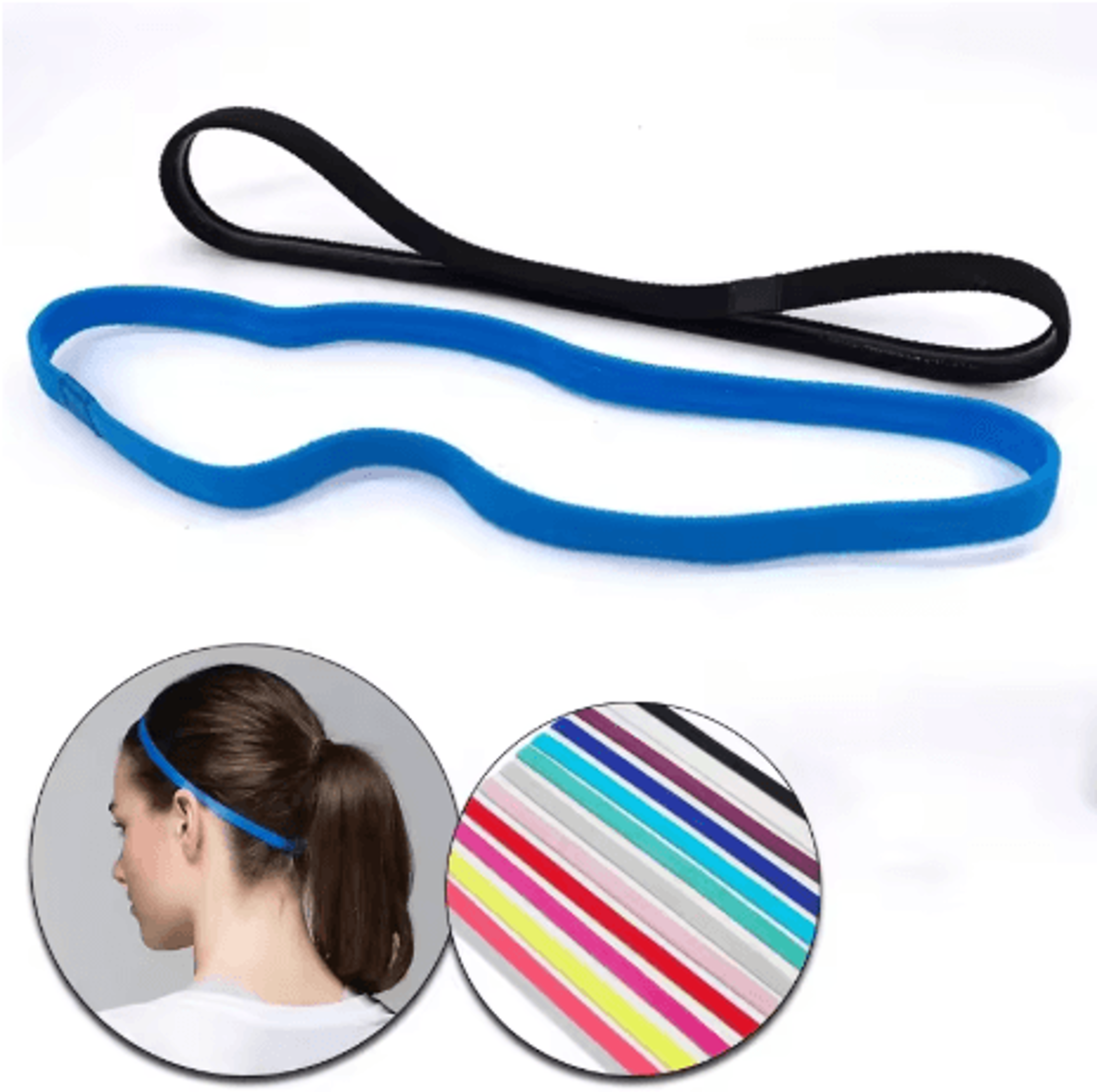 5pcs candy color sports headbands anti slip elastic yoga hair bands for men and women