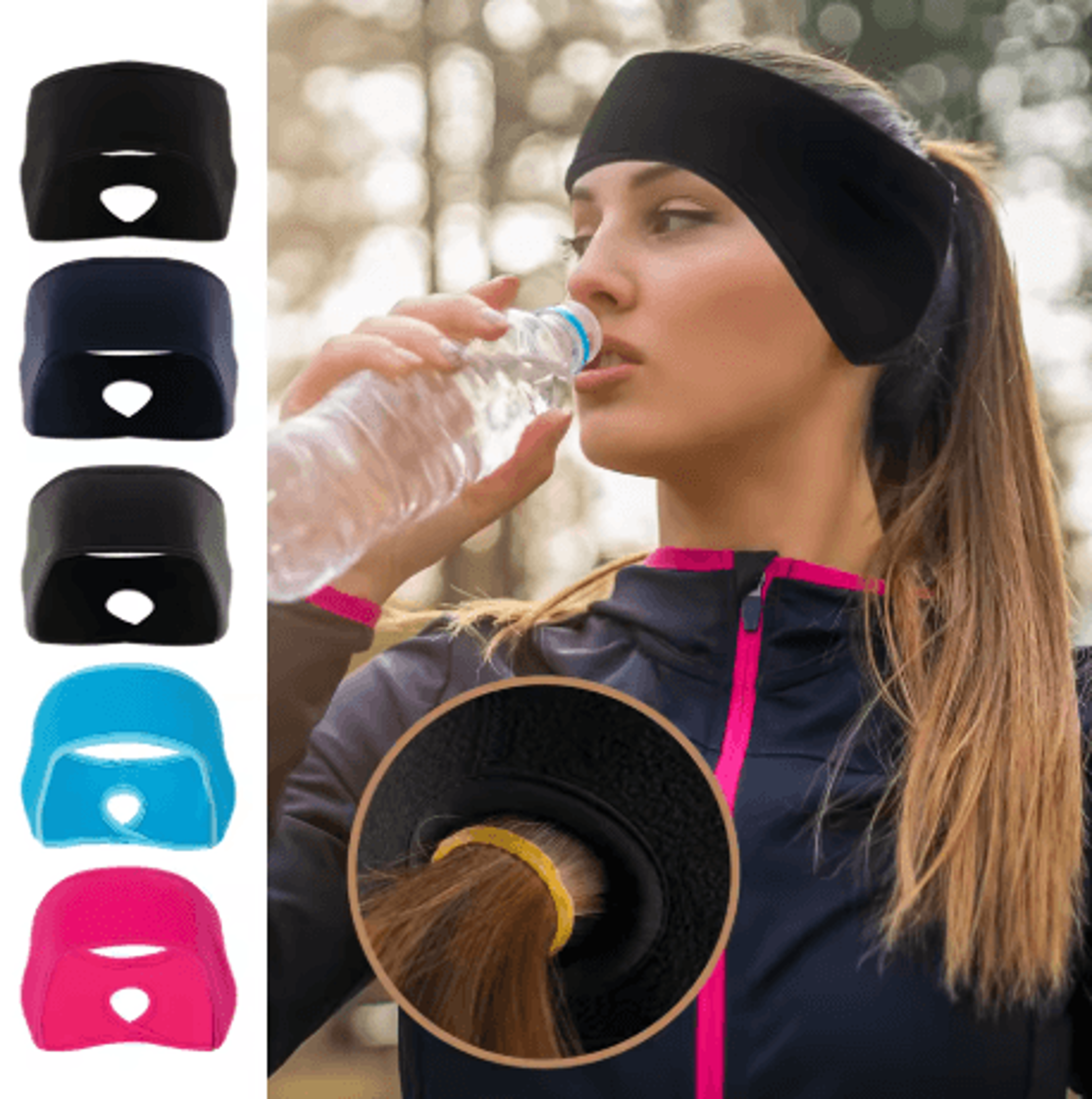 winter ponytail headband ear warmer windproof running head wrap for women