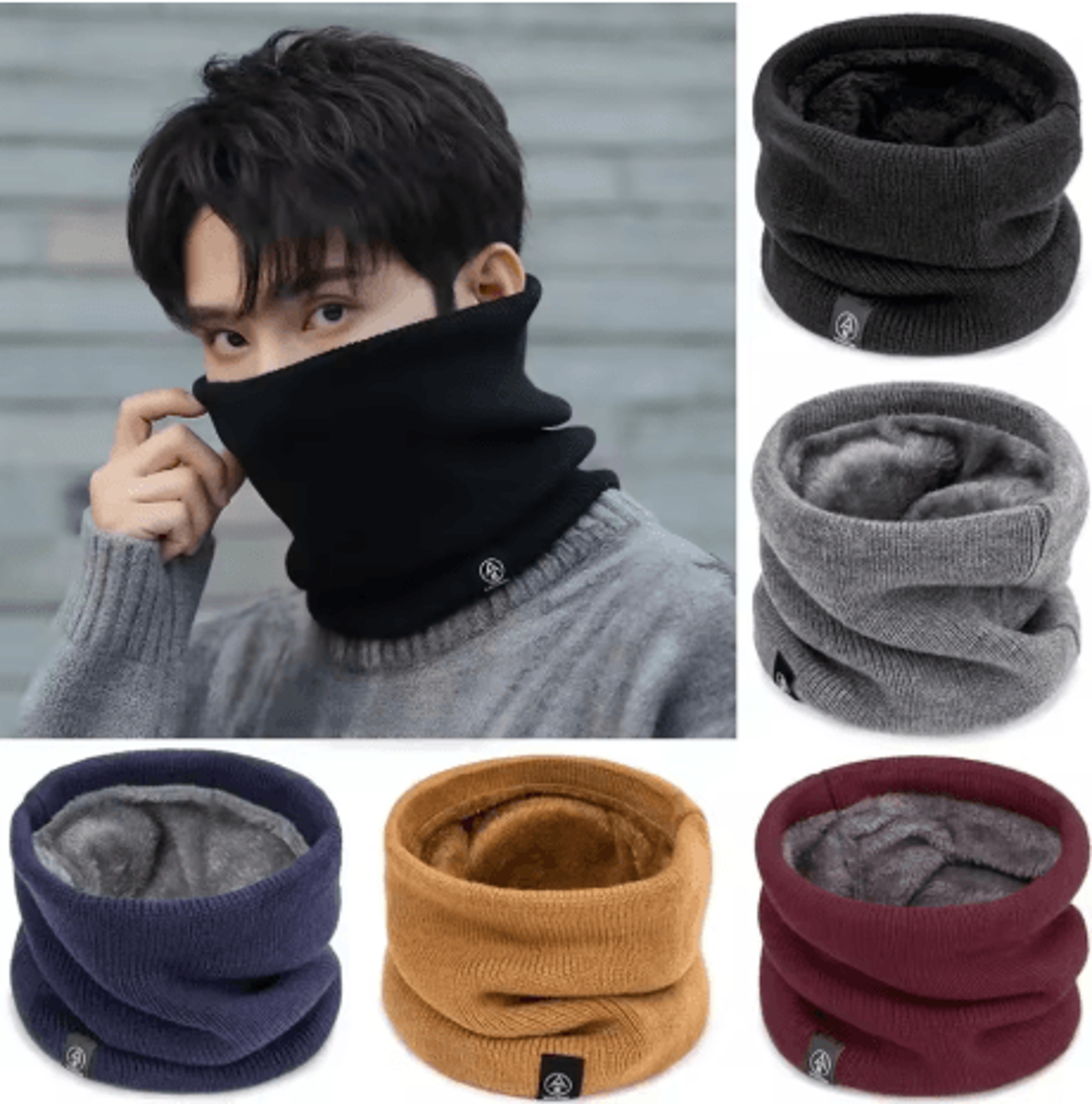 soft knitted neck warmer scarf thick cold proof sports face cover for men women