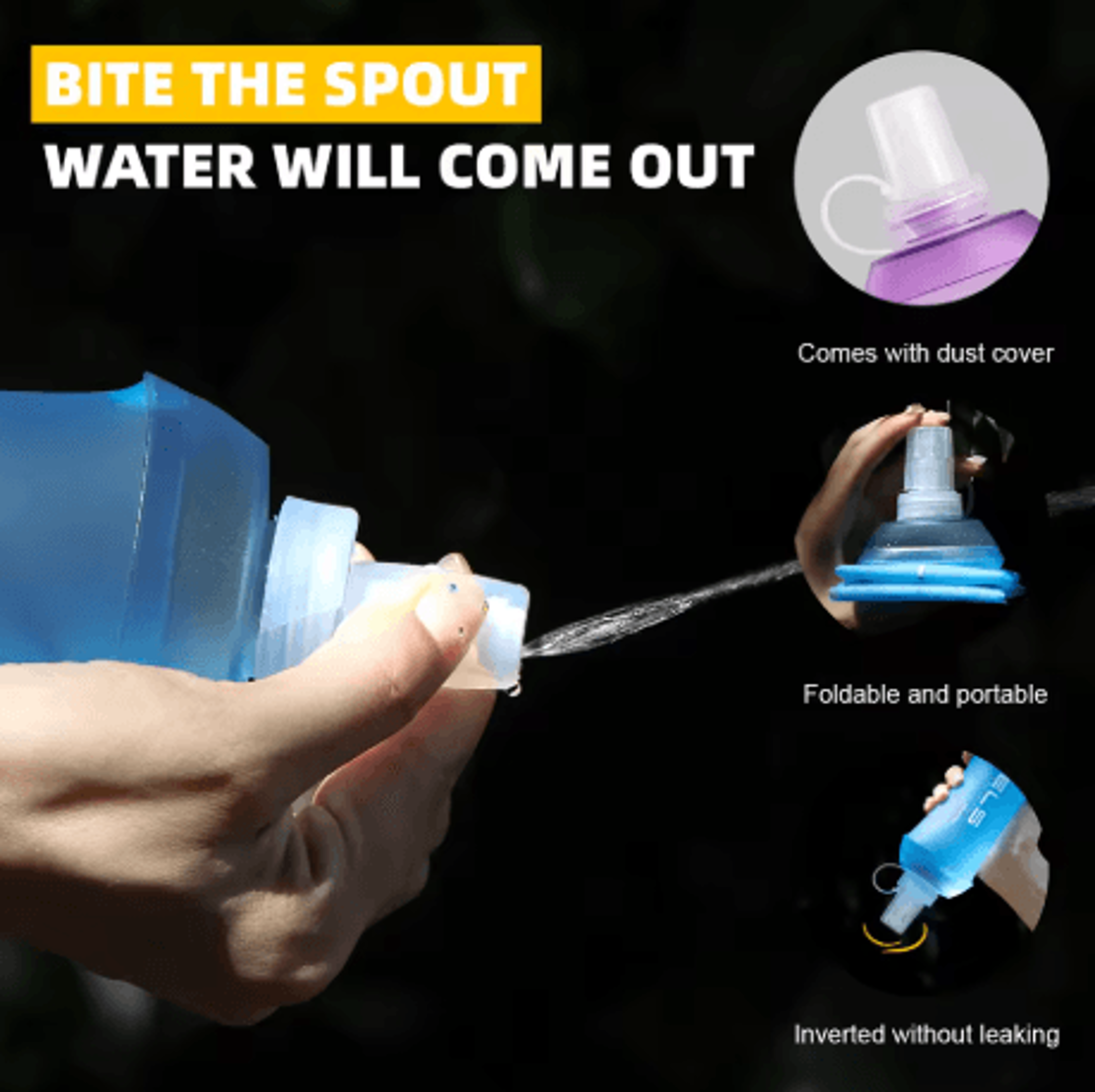 wrels soft flask water bottle bpa free folding tpu sports bottle with large diameter lightweight