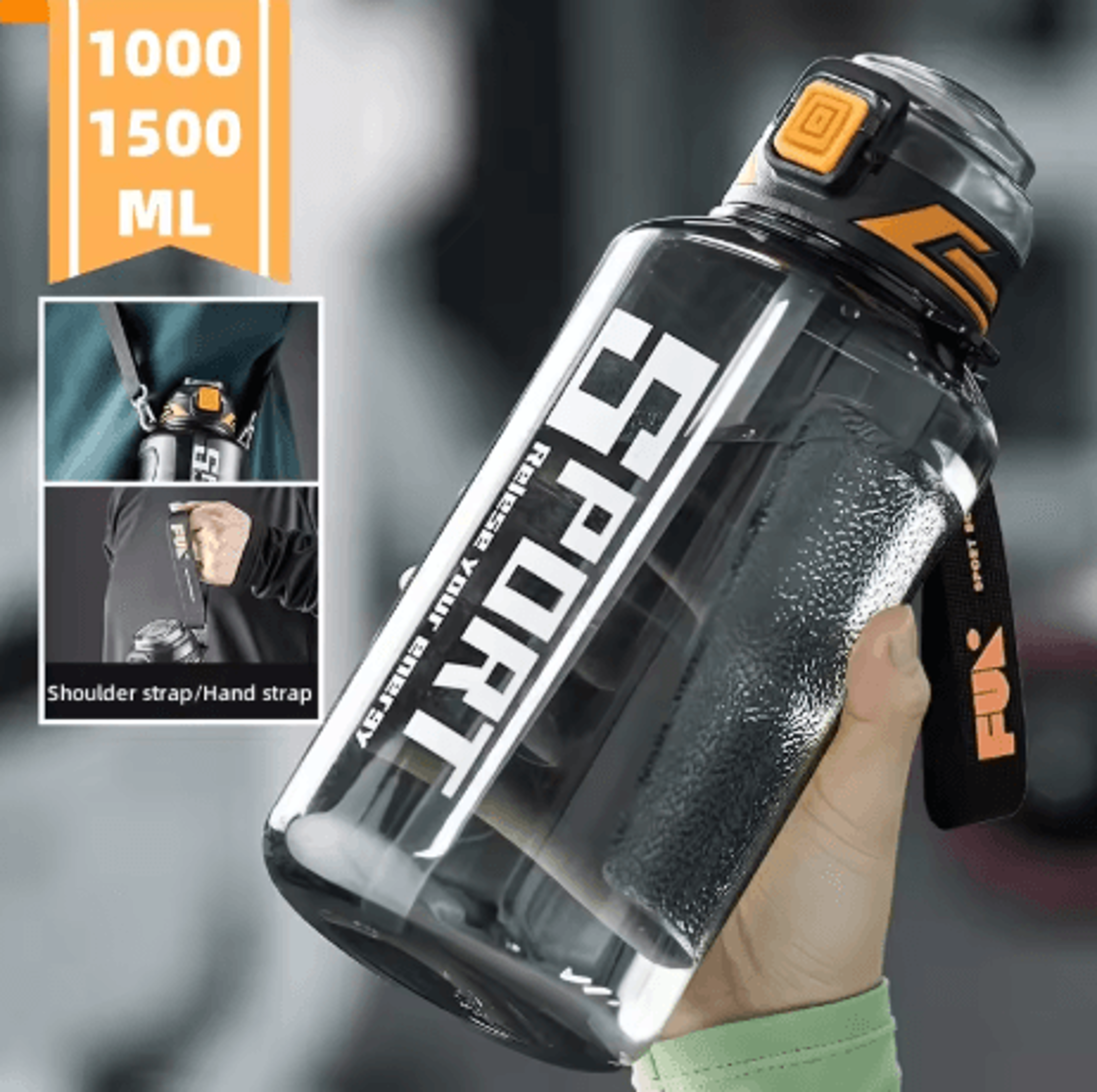 large capacity sports water bottle leakproof plastic drinking bottle for gym cycling and outdoor travel 1000ml to 1500m