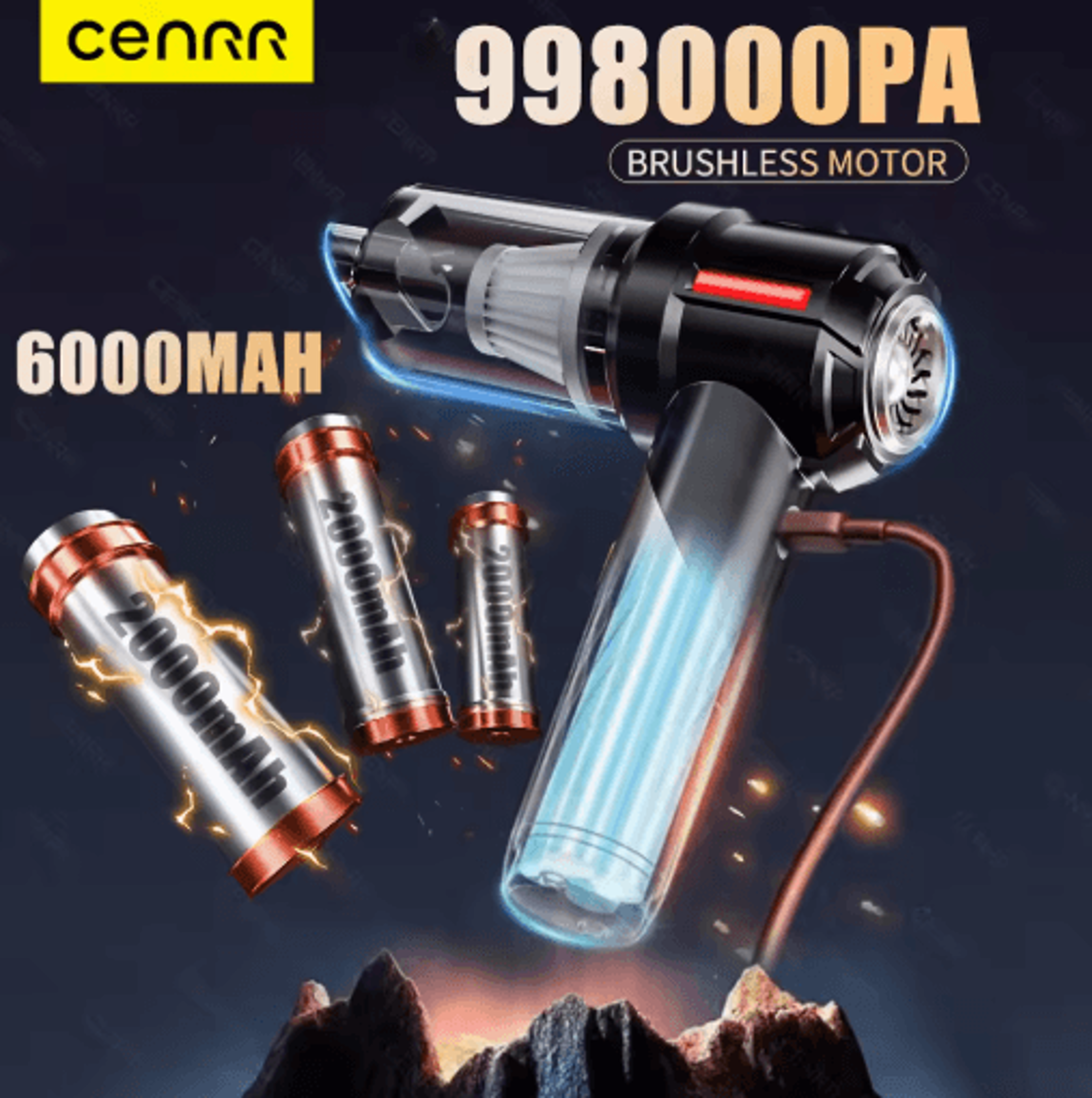 cenrr 998000pa mini cordless car vacuum cleaner portable handheld powerful cleaner for car and home