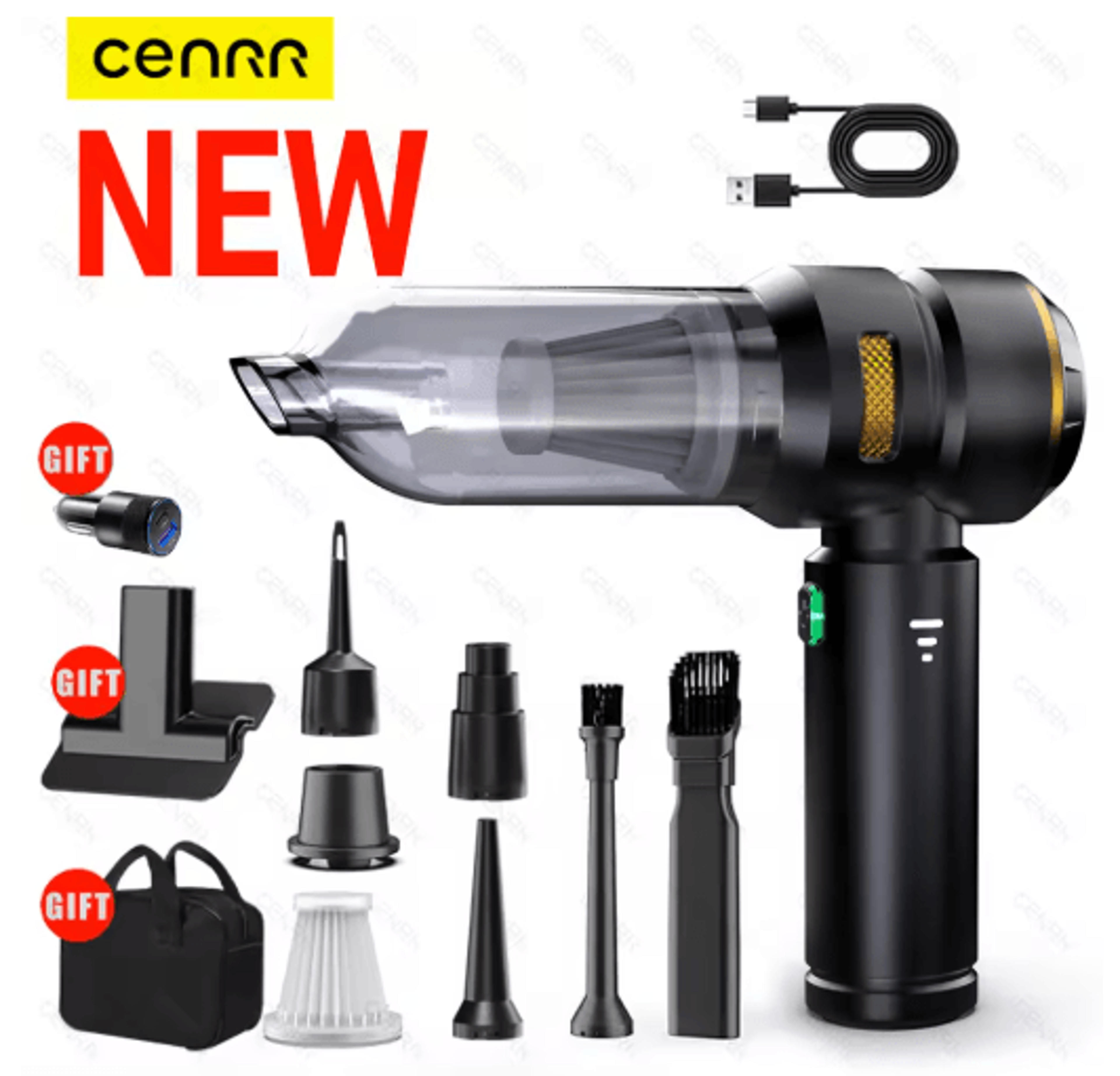 cenrr cordless handheld car vacuum cleaner powerful portable wireless cleaner for home and auto